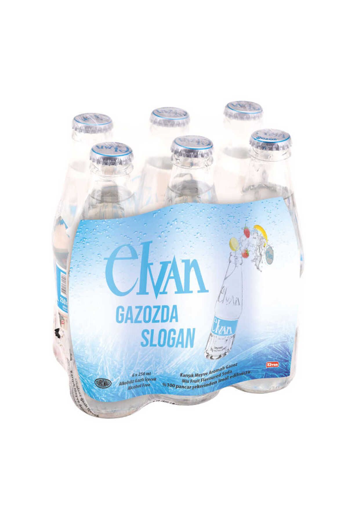 Gazoz Karışık Meyve Aromalı 250 ml 6 Lı Paket Cam Şişe