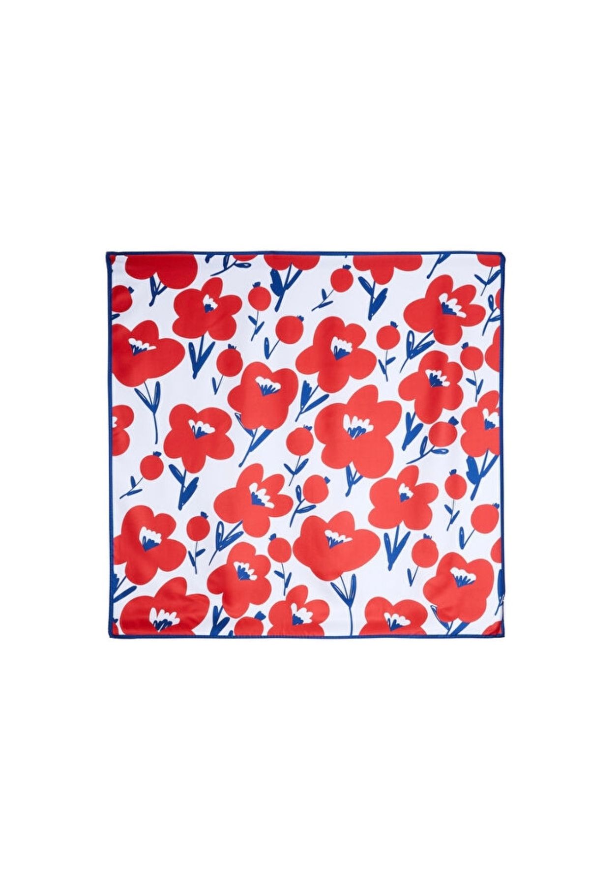 Kırmızı Beyaz Desenli 90x90 Eşarp