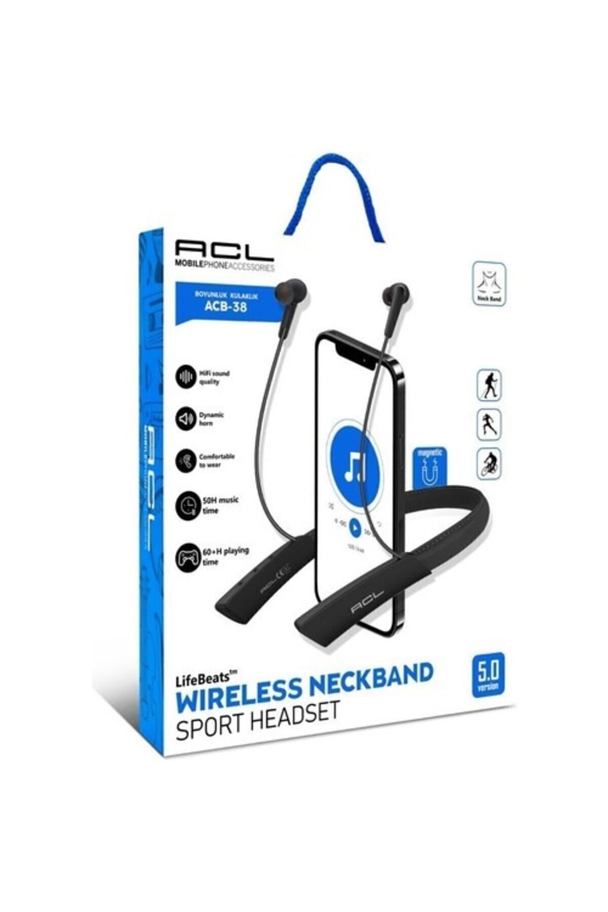 H Model: Acb-38 5.0 Version Hafıza Kartı Girişli Mıknatıslı Boyunluk Kulaklık Bluetooth