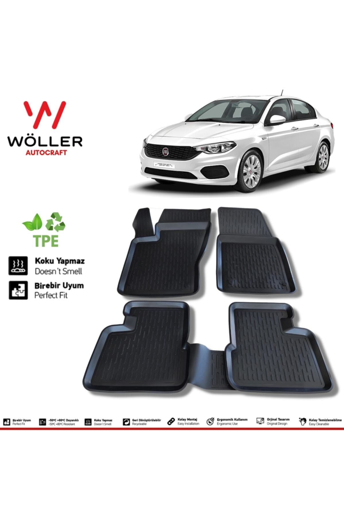 Fiat Egea Uyumlu Paspas 2015 2025 Arası 3d Havuzlu Paspas