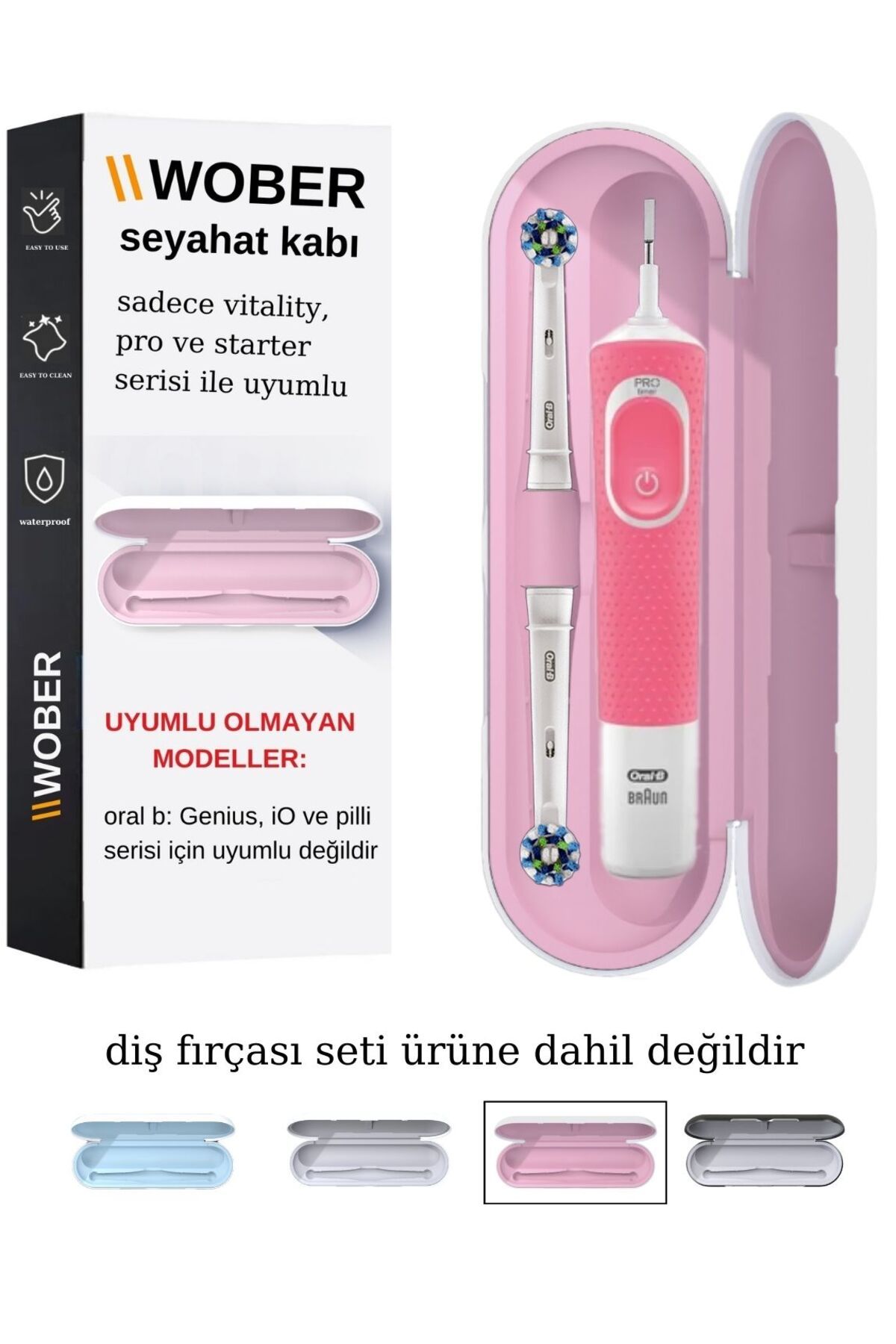 Şarjlı Diş Fırçası Için Seyahat Kabı, Sadece Oral B Pro1, Vitality Ve Starter Serisine Uyumlu
