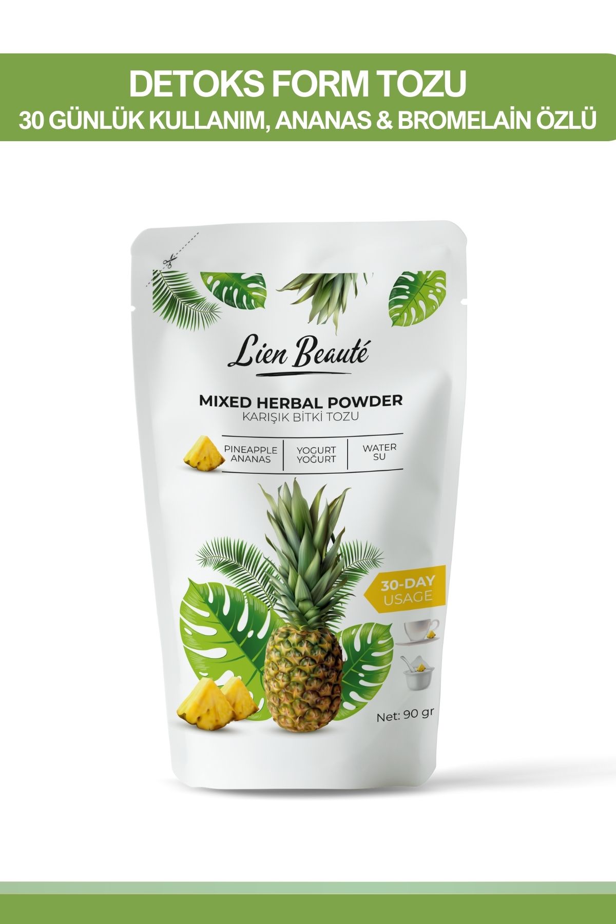 Bromelain Ananas Içeren Detoks Form Çayı Tozu 1 Aylık Kullanım