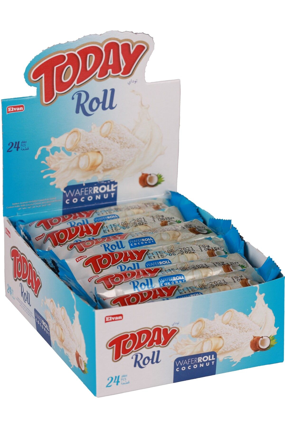 Today Roll Beyaz Kaplamalı Hindistan Cevizli Gofret 18 gr 24 Adet (1 Paket)