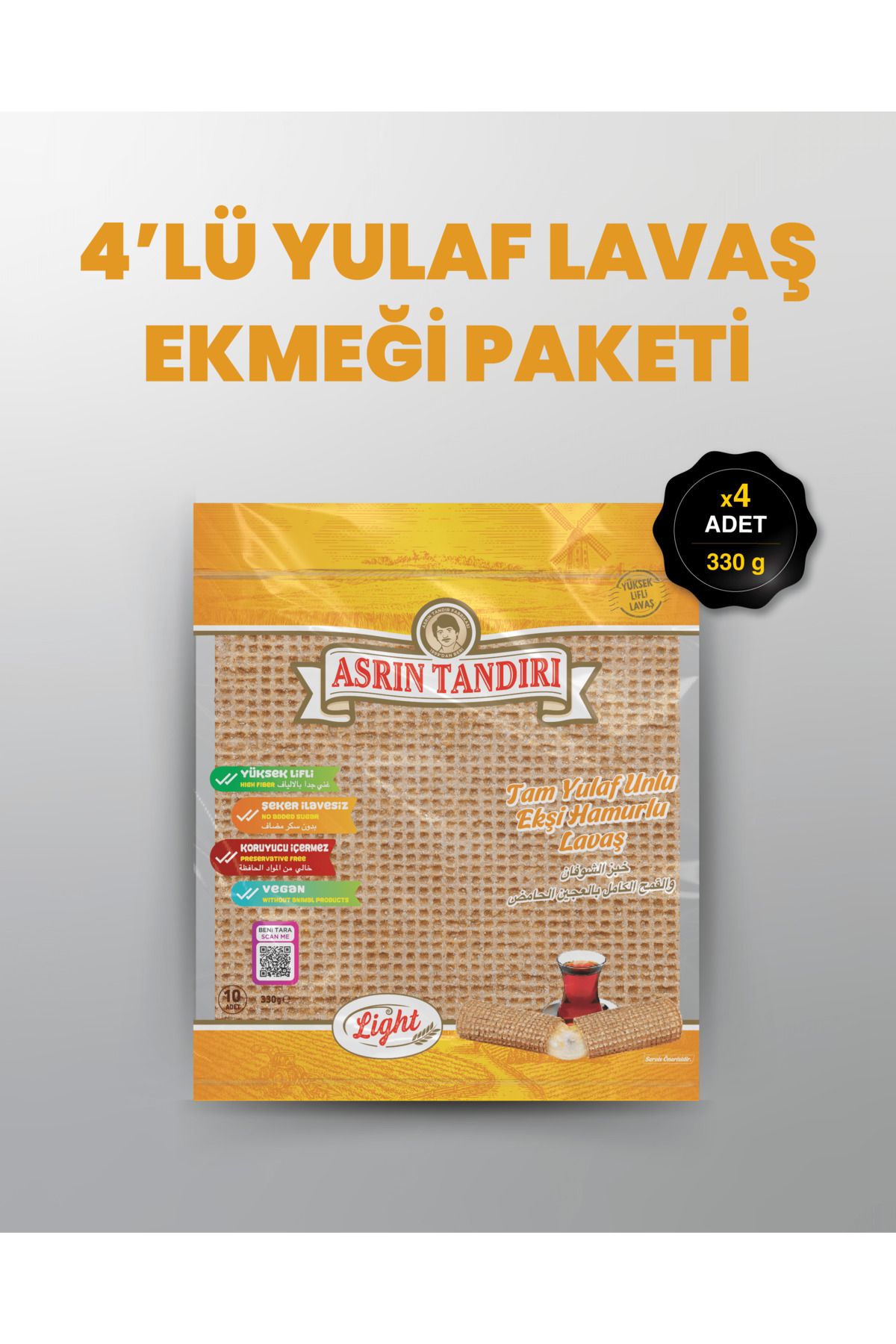 4'lü Ekşi Mayalı Yulaflı Lavaş Tandır Ekmeği (diyabetik Ekmek) 350 Gr.