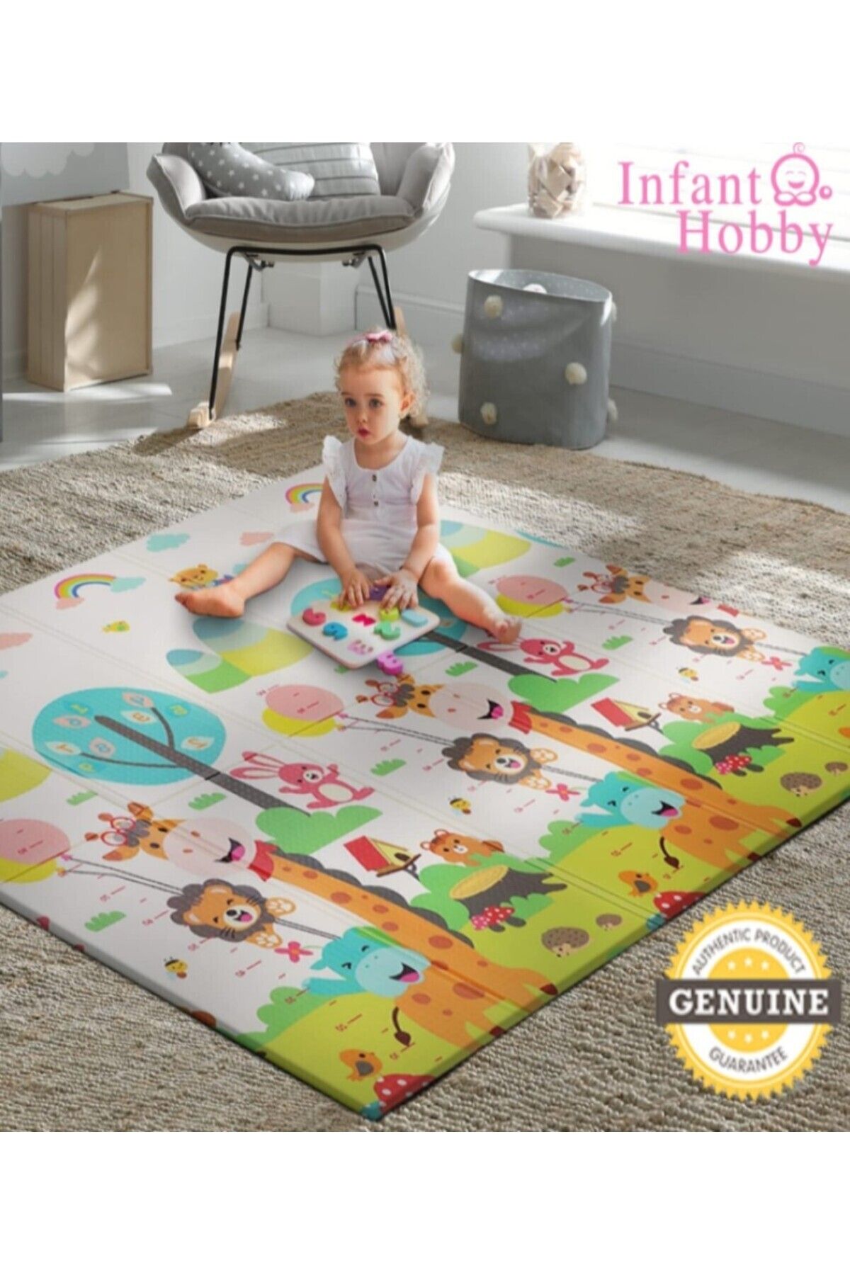 Giraffe Premium Katlanabilir Oyun Matı Oyun Halısı 160x180x1 Cm ( Özel Koruyucu Kenar Biyeli )