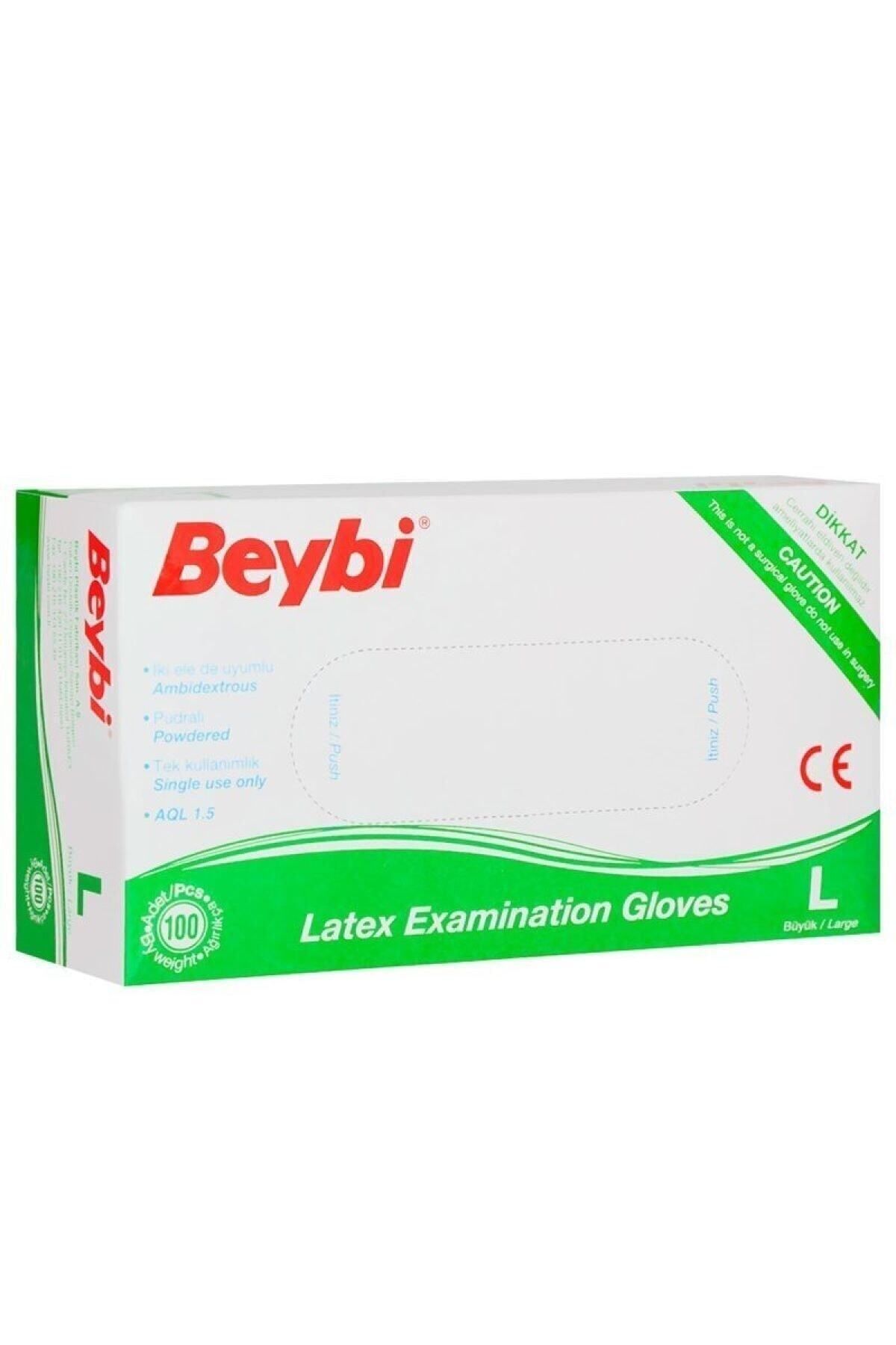 Latex Pudralı Muayene Eldiveni Lateks 100'lü (l) Large