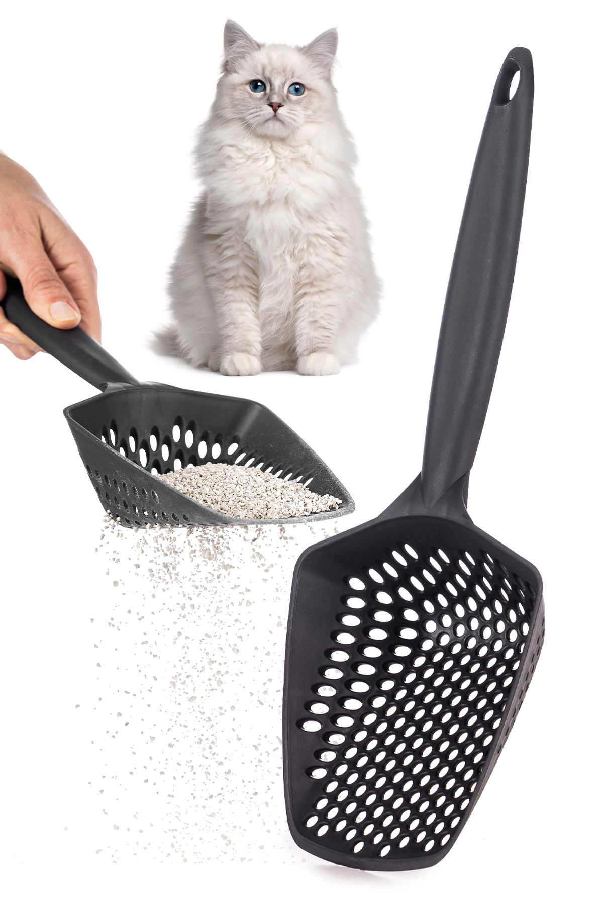 Küçük Delikli Kedi Kumu Eleme Küreği, Ince Taneli Dar Aralıklı Pet Tuvalet Temizleme Eleği Süzgeç