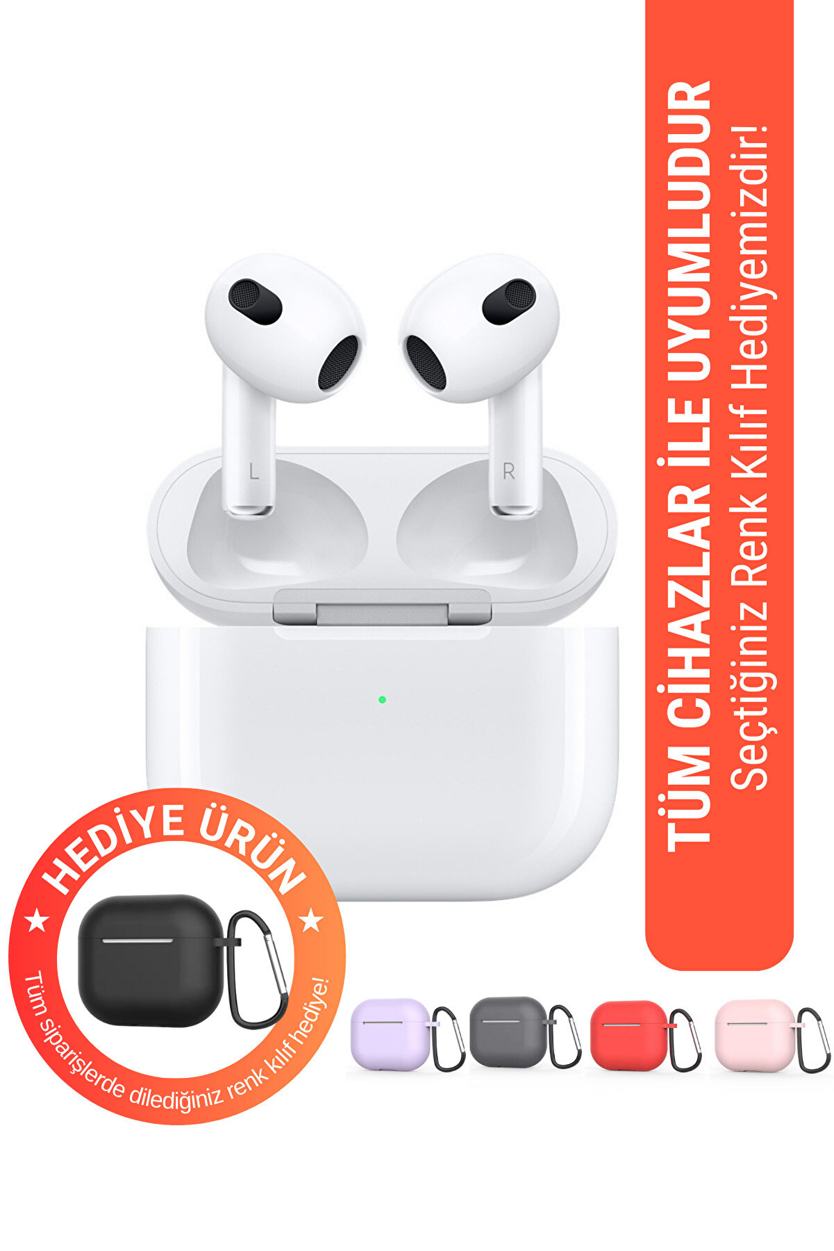 3. Nesil Beyaz Ios Android Uyumlu Kablosuz Bluetooth Kulaklık Yeni Nesil Karışık Renk Kılıf Hediyeli