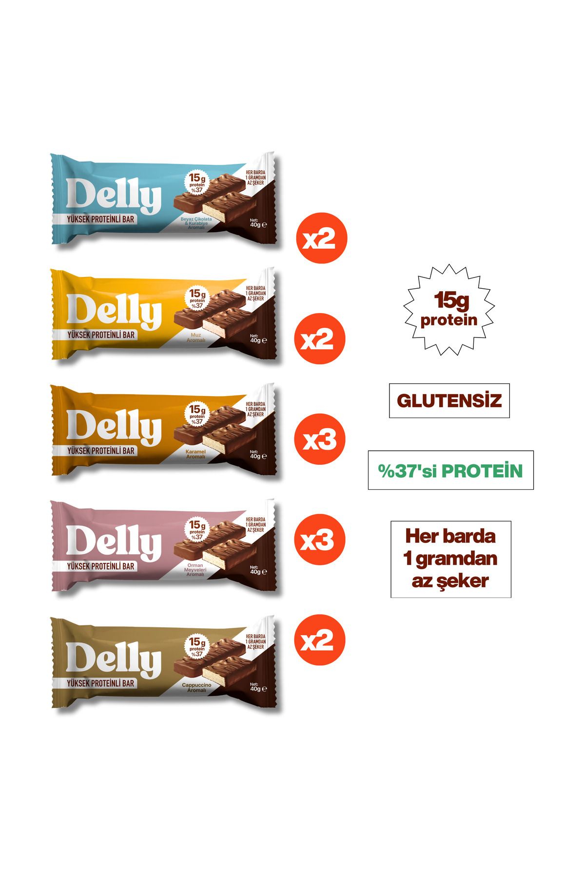 12 Adet Çikolata Kaplı - Yüksek Proteinli Bar Karışık Kutu