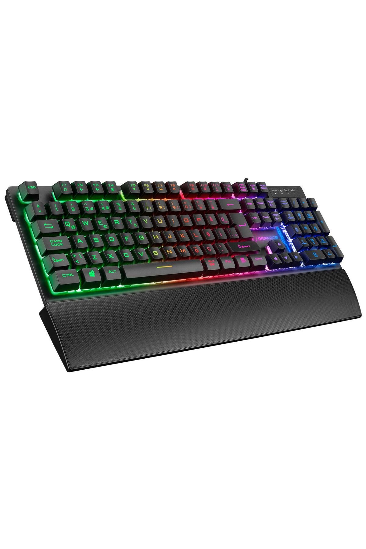 Kb-rx77 Runner Siyah Usb Rainbow Aydınlatmalı Q Bilek Destekli Gaming Klavye