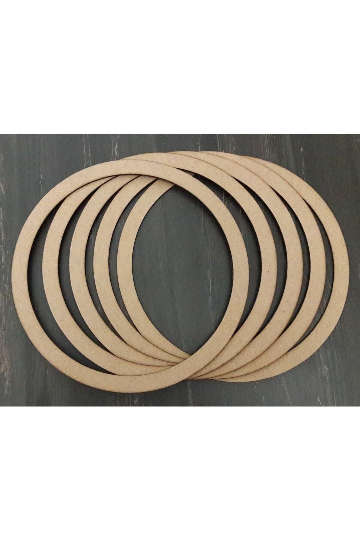 Ham Mdf Vidasız 15cm Çapında 5'li Kasnak Seti Düş Kapanı Ve Makrome Örgü Çemberi