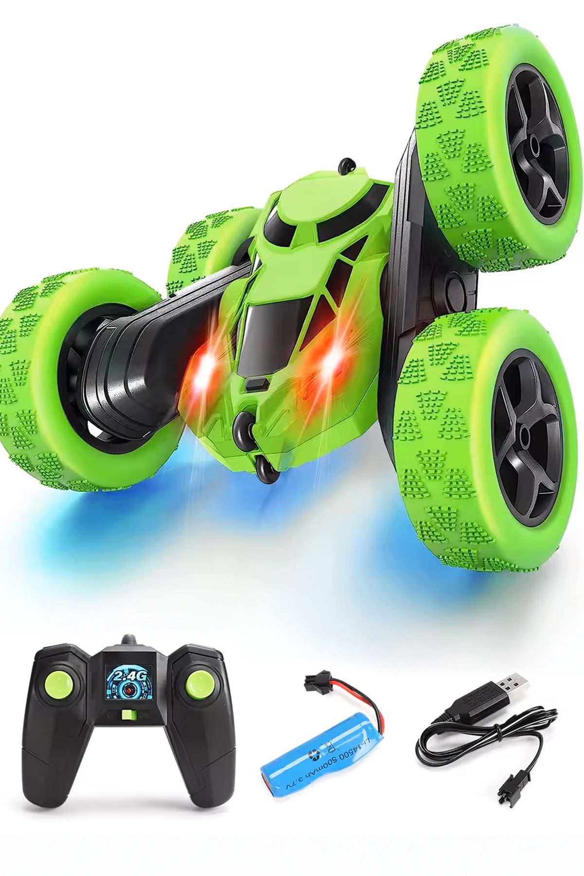 Uzaktan Kumandalı 360° Akrobasi Arabası- Şarjlı, Çift Taraflı, Hızlı Ve Led Işıklı Stunt Rc Araba