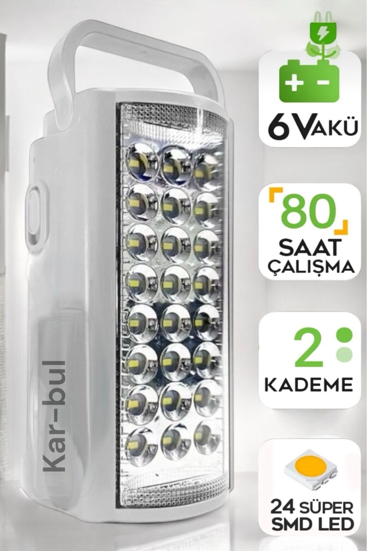24 Ledli Usb Şarj Çıkışlı Kaliteli Kamp Feneri 80 Saat Akülü Şarjlı Işıldak