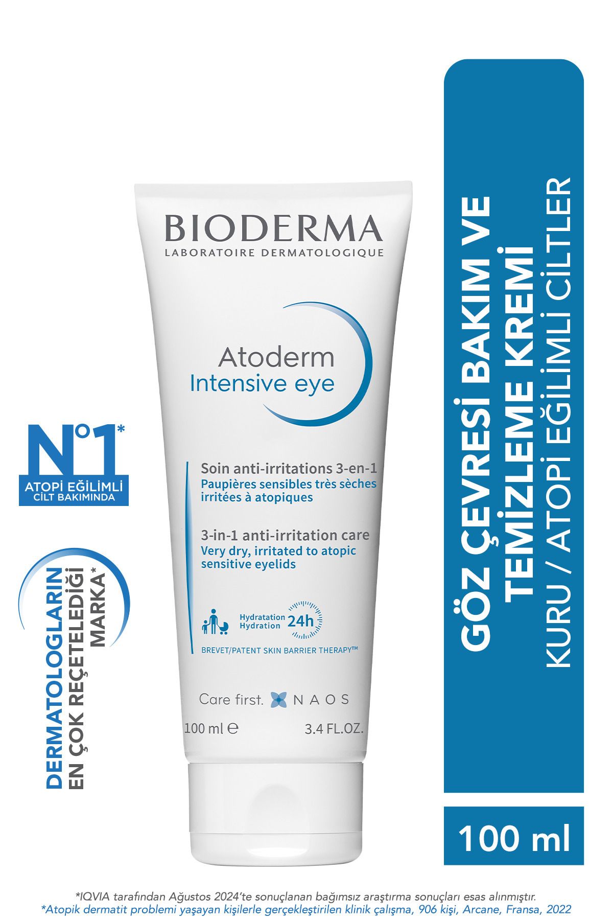 Atoderm Intensive Eye Kuru Atopi Eğilimli Göz Çevresi Kremi ve Temizleyici Hyalüronik Asit 100 ml