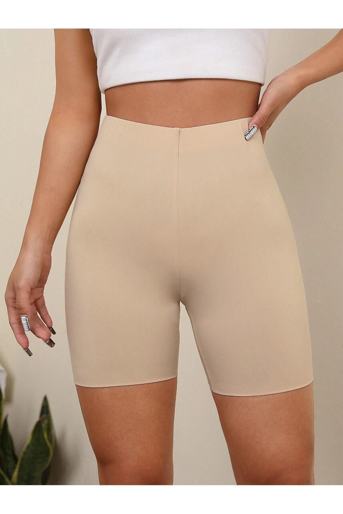 Porfy Model Basen Etkili Lazer Kesim Paçalı Korse Extra Sıkı Kısa Şort Ten Renk