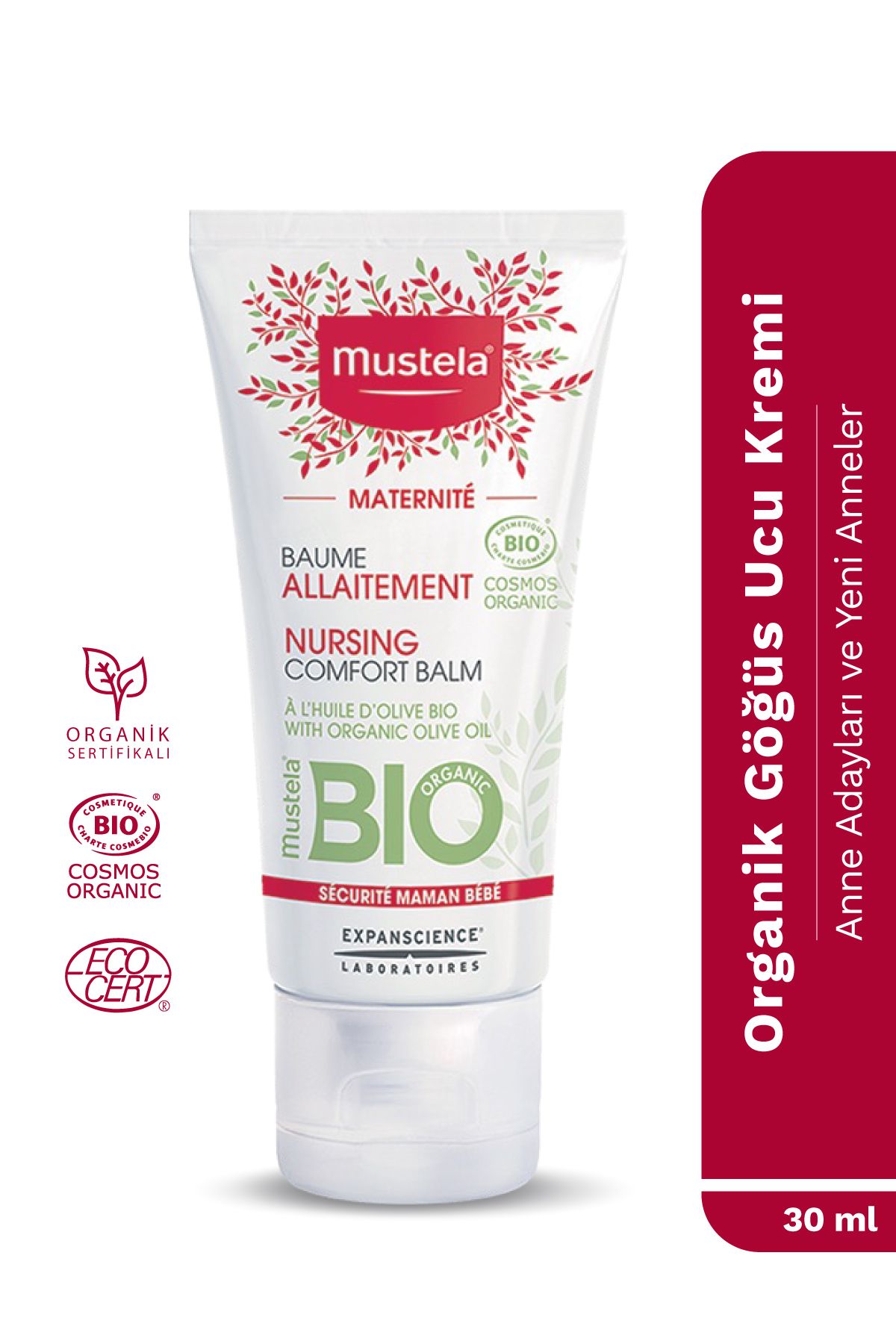 %100 Doğal İçerikli Emzirme Uyumlu Organik Sertifikalı Göğüs Ucu Kremi 30 ml