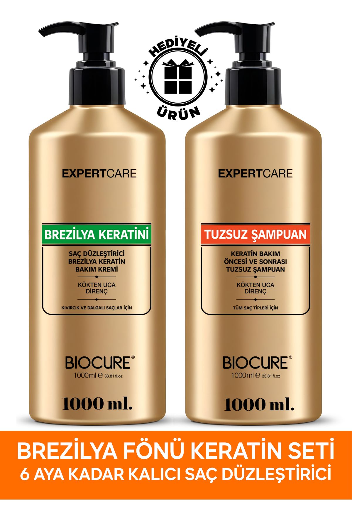 Saç Düzleştirici Brezilya Keratin Bakımı 1000 ml Tuzsuz Arındırıcı Şampuan 1000ml Brezilya Fönü