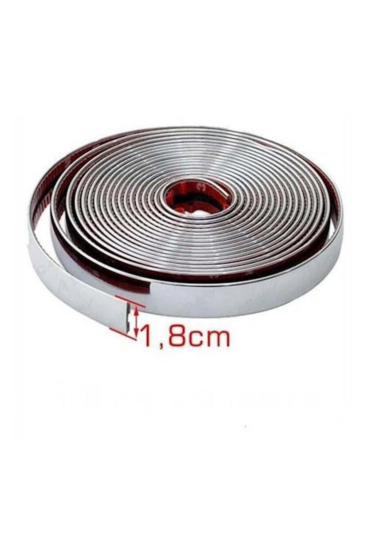 Oto Serisine 18 Mm 3d Dekoratif Krom Nikelaj Şerit Çıta Panjur Kalın Şerit 5 Metre Nkt Group
