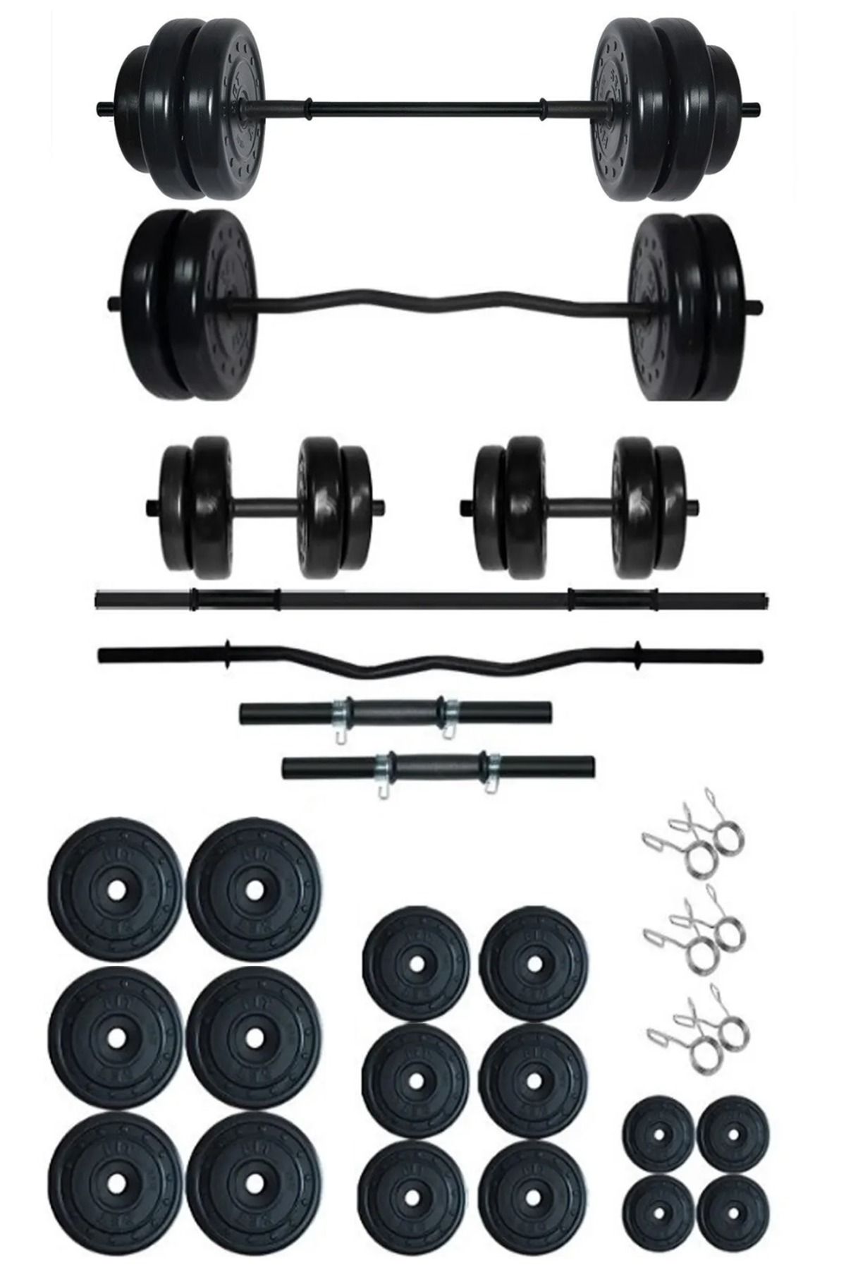 108 kg Z Barlı Halter Seti Ve Dambıl Seti Ağırlık Fitness Seti