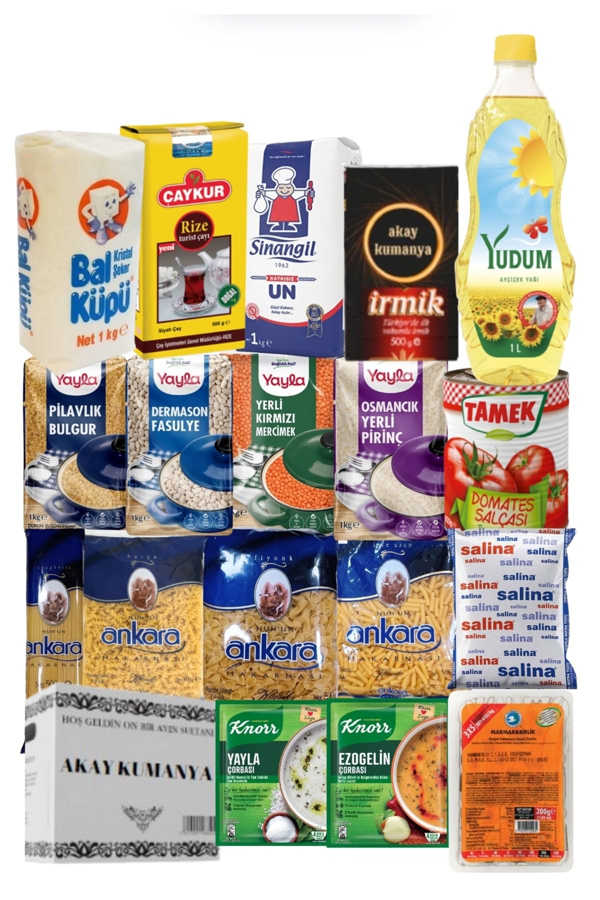 Erzak yardım paketi kumanya kolisi 18 parça