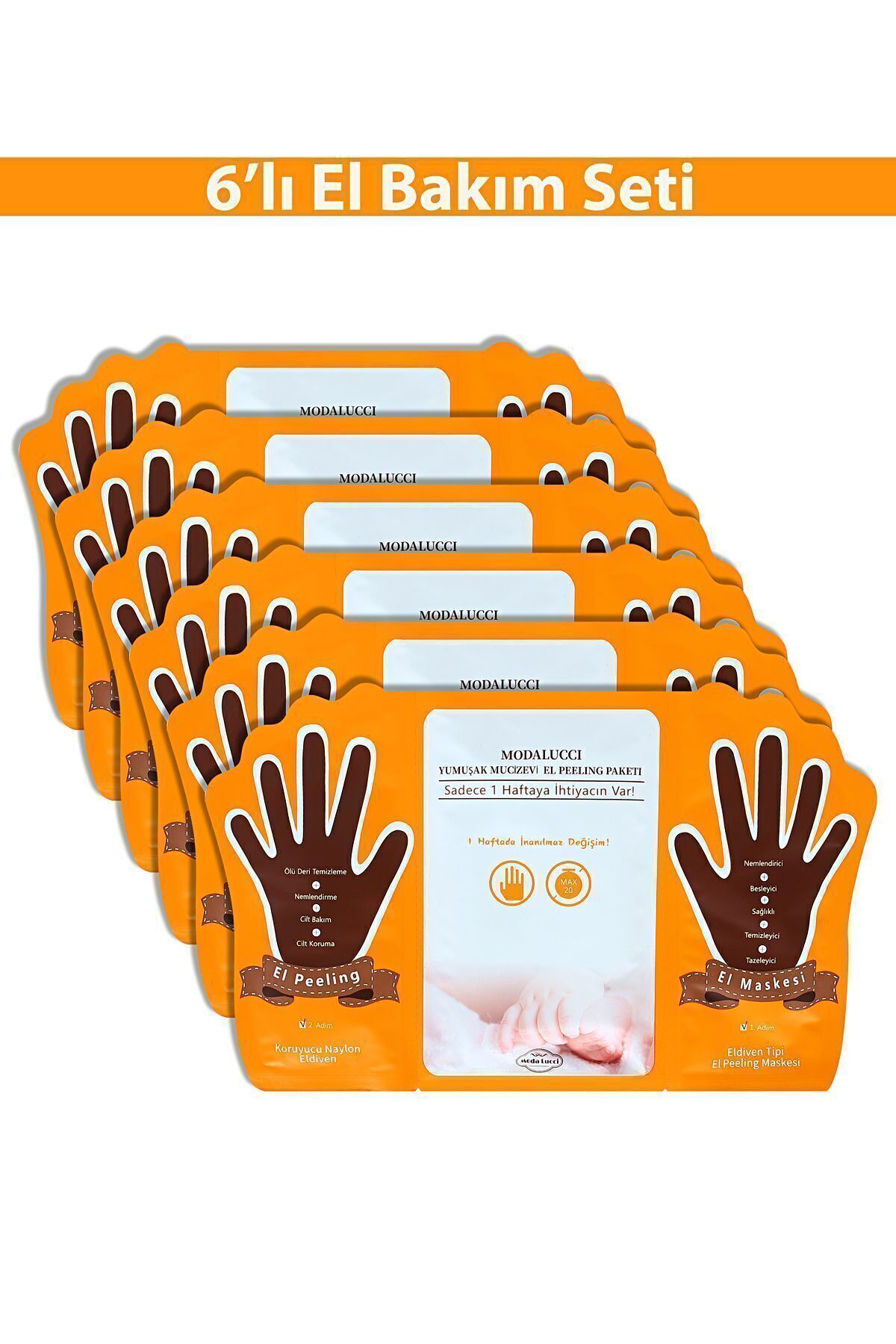 MODALUCCİ HAND PEELİNG- SOYULAN EL PEELİNG MASKESİ 6'LI
