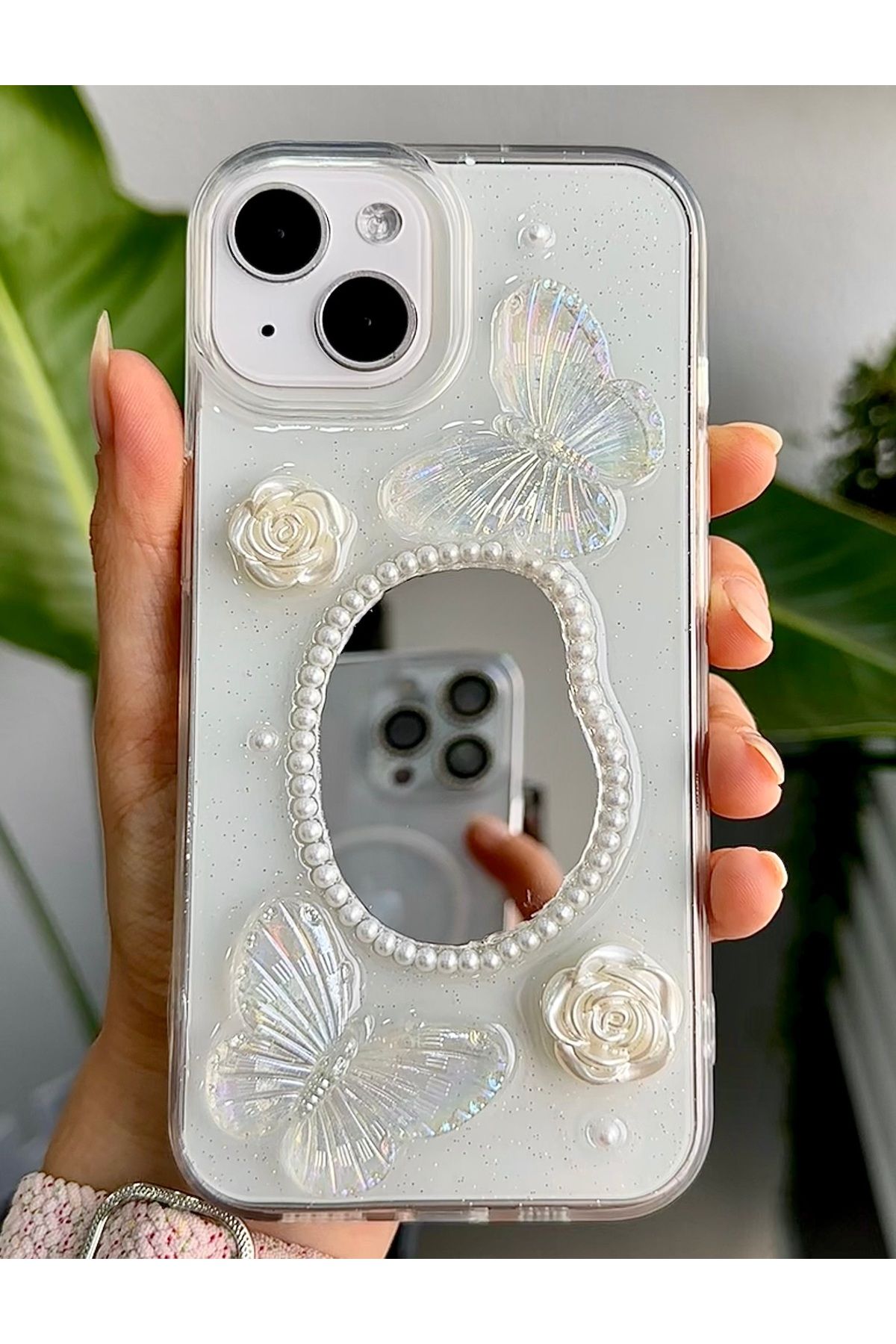 Iphone 13 - 14 - 15 Uyumlu Aynalı Kelebek Model Silikon Kılıf