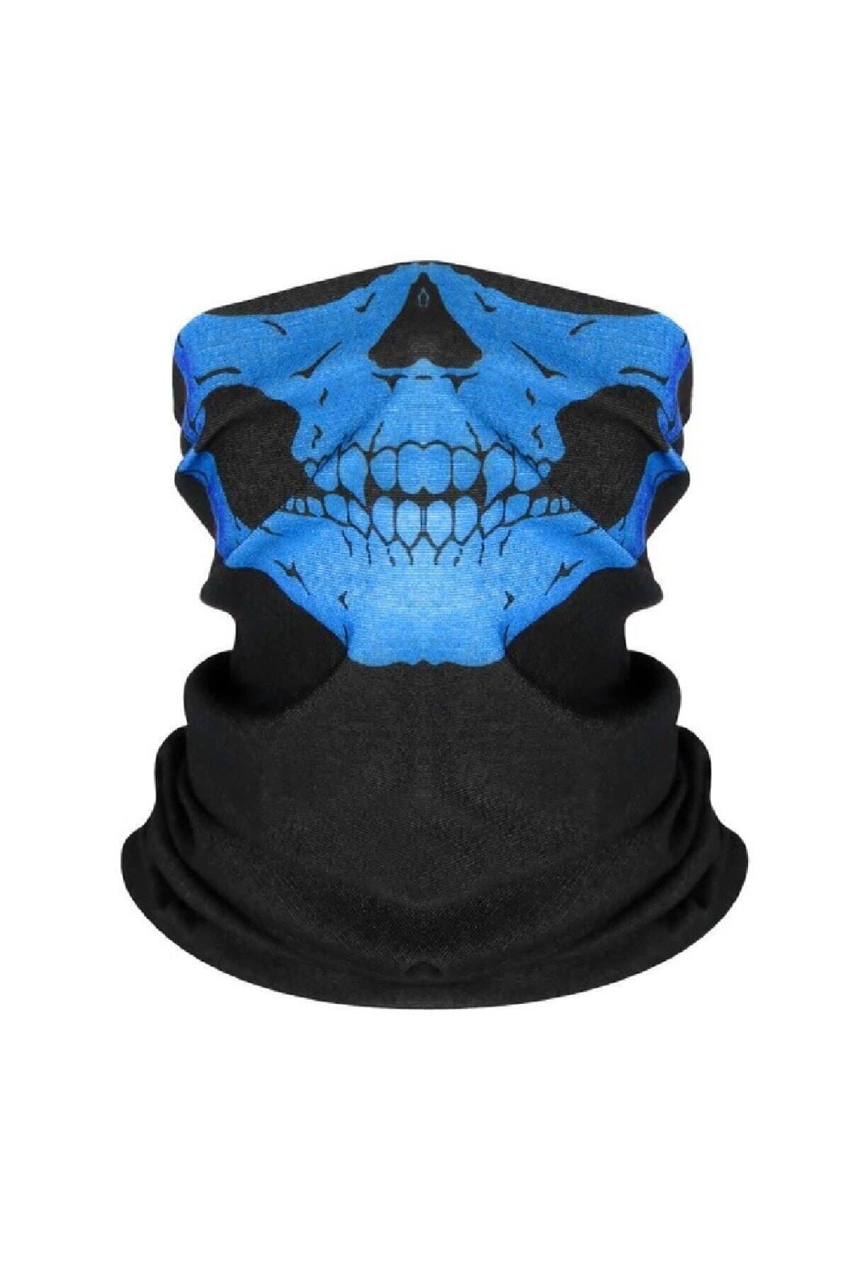 Buff-kuru Kafa Iskelet Maske Motorcu Kar Maskesi-boyunluk-maske-baf-ağızlık-balaklava Mavi