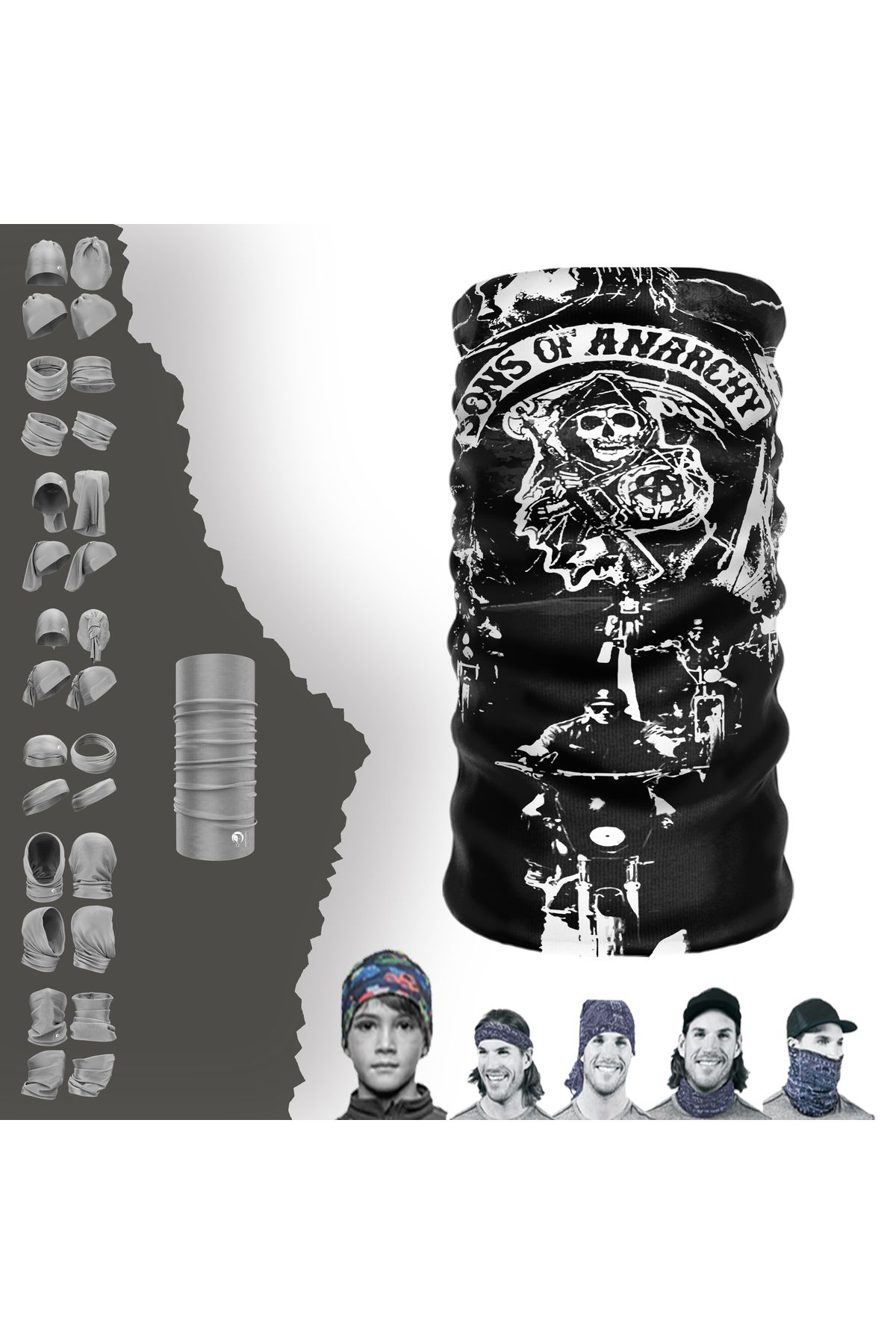 Sons Of Anarchy Tlı 24x50 Cm Motorcu Bisikletci Buff Dikişsiz Tüp Boyunluk Bandana Rüzgarlık Bere
