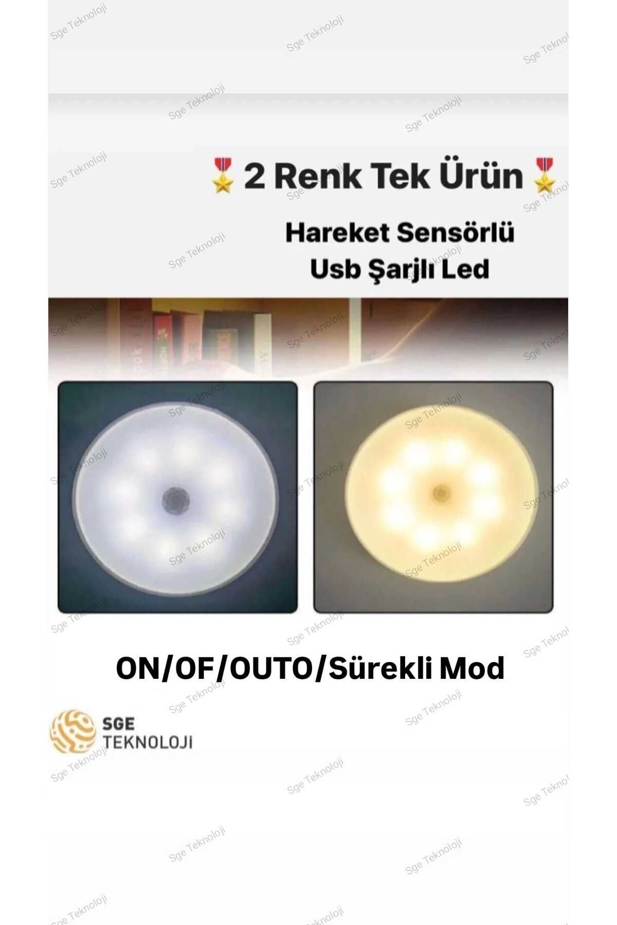 Hareket Sensörlü 16 Led 400mah Şarjlı 2 Renk Beyaz Ve Gün Işığı Led Auto Dolap Içi, Koridor Type-c