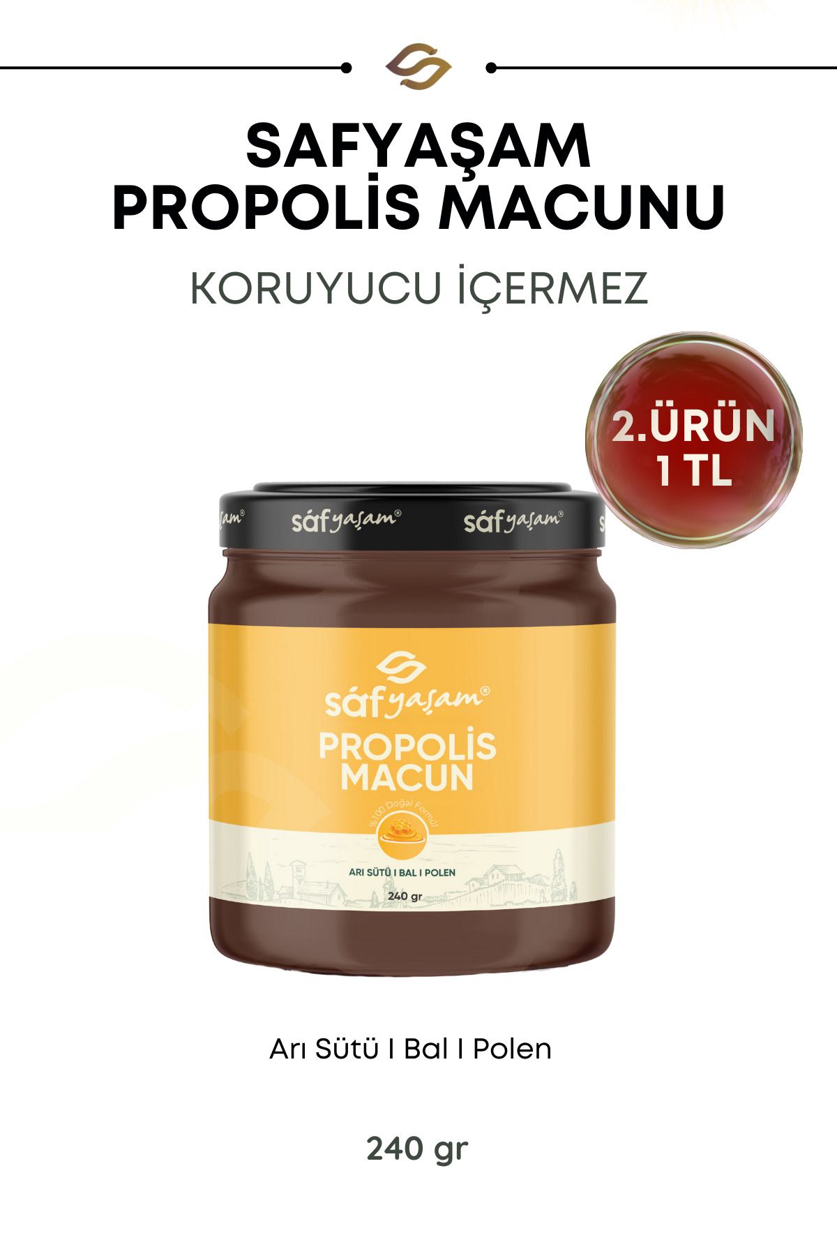 Propolis Macunu Arı Sütü Bal Ve Polenli Propolis 240 gr