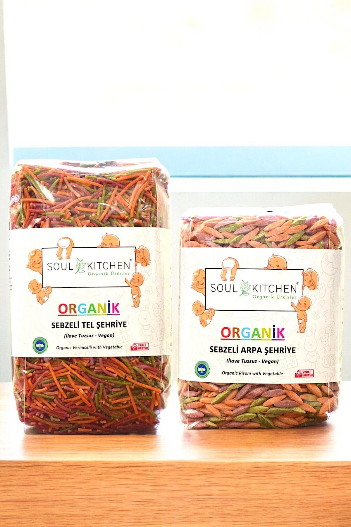 Organik Sebzeli Bebek Arpa Şehriye 350gr + Organik Sebzeli Bebek Tel Şehriye - Tuzsuz (avantaj seti)