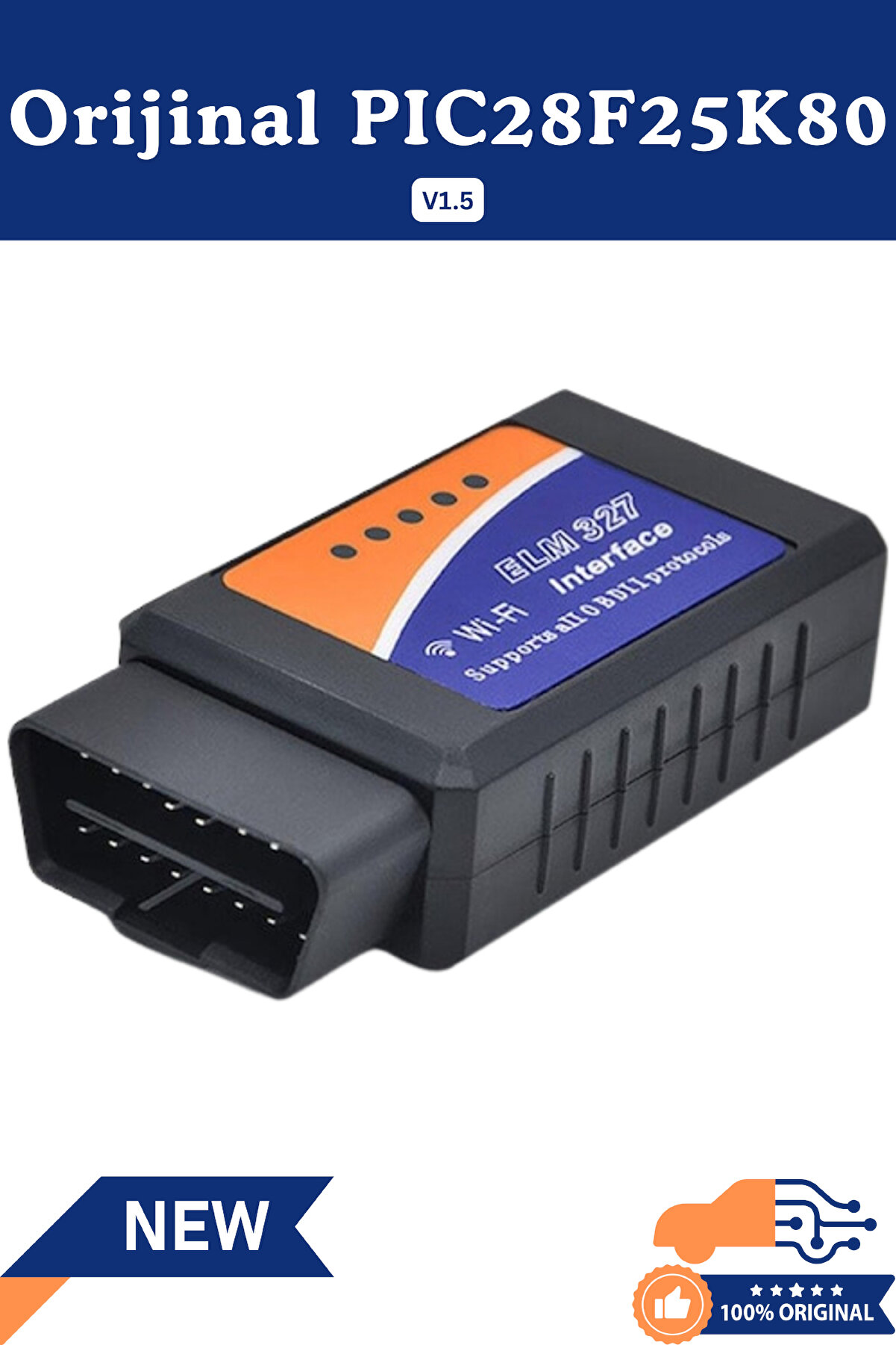 Wi-fi Elm327 Obd2 Arıza Okuyucu V1.5 – Orijinal Pıc18f25k80 Çipli, Ios, Android Uyumlu