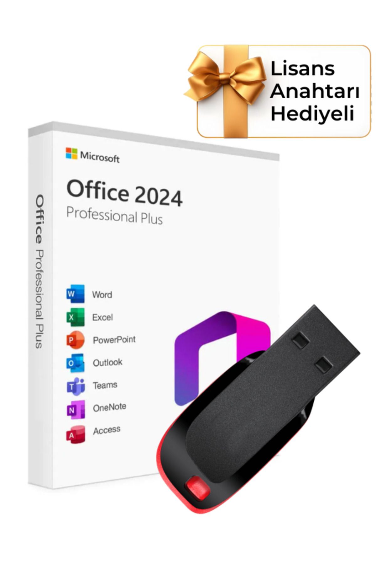Office 2024 Pro Plus Kurulum Dosyalı Usb Bellek 16gb (LİSANS ANAHTARI HEDİYELİ)