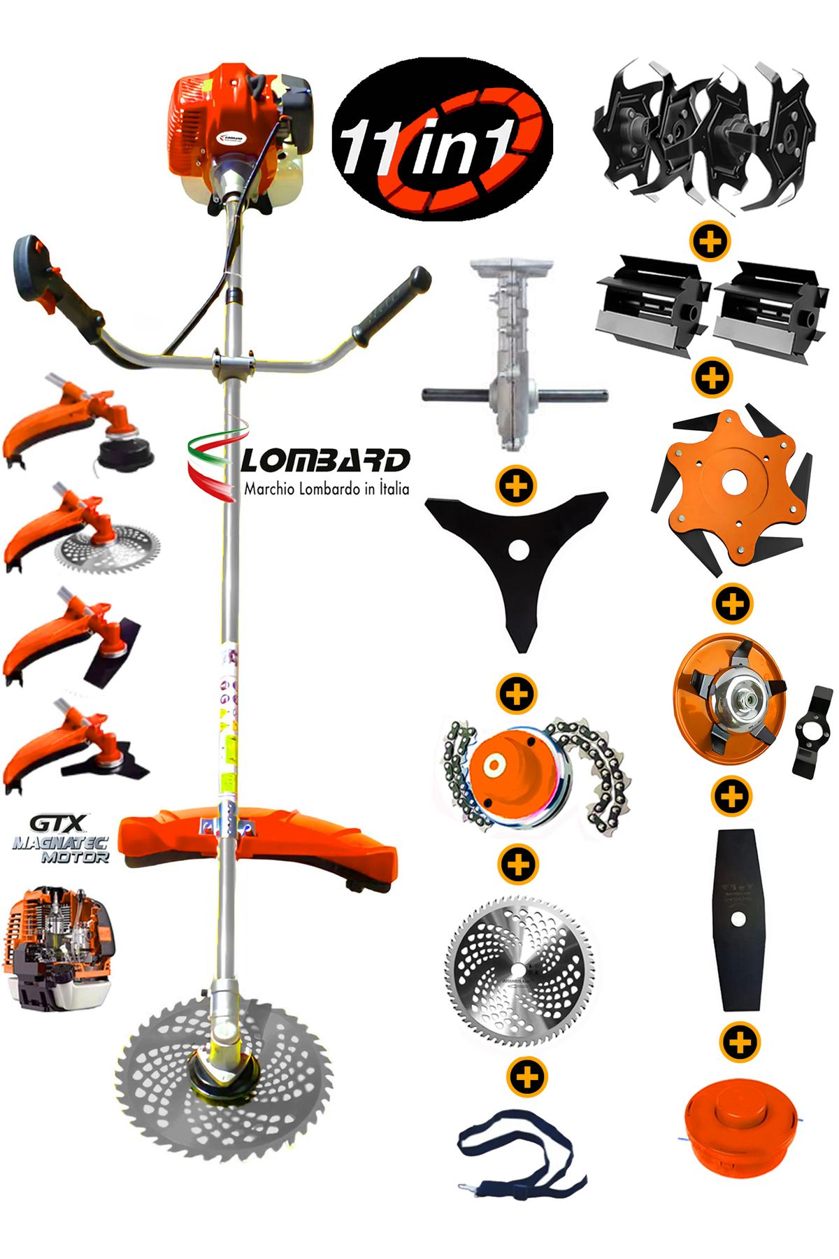 Lombard 11 In 1 Ergo L-900 Yan Tipi Benzinli Motorlu Ot Çalı Tırpanı Toprak Eşeleme Akrobat Çapalama