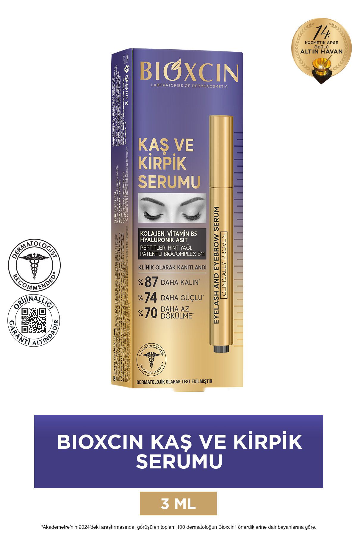 Kaş Kirpik Serumu - Kolajen Hyaluronik Asit Hint Yağı Keratin Peptidleri B5 Biocomplex B11-