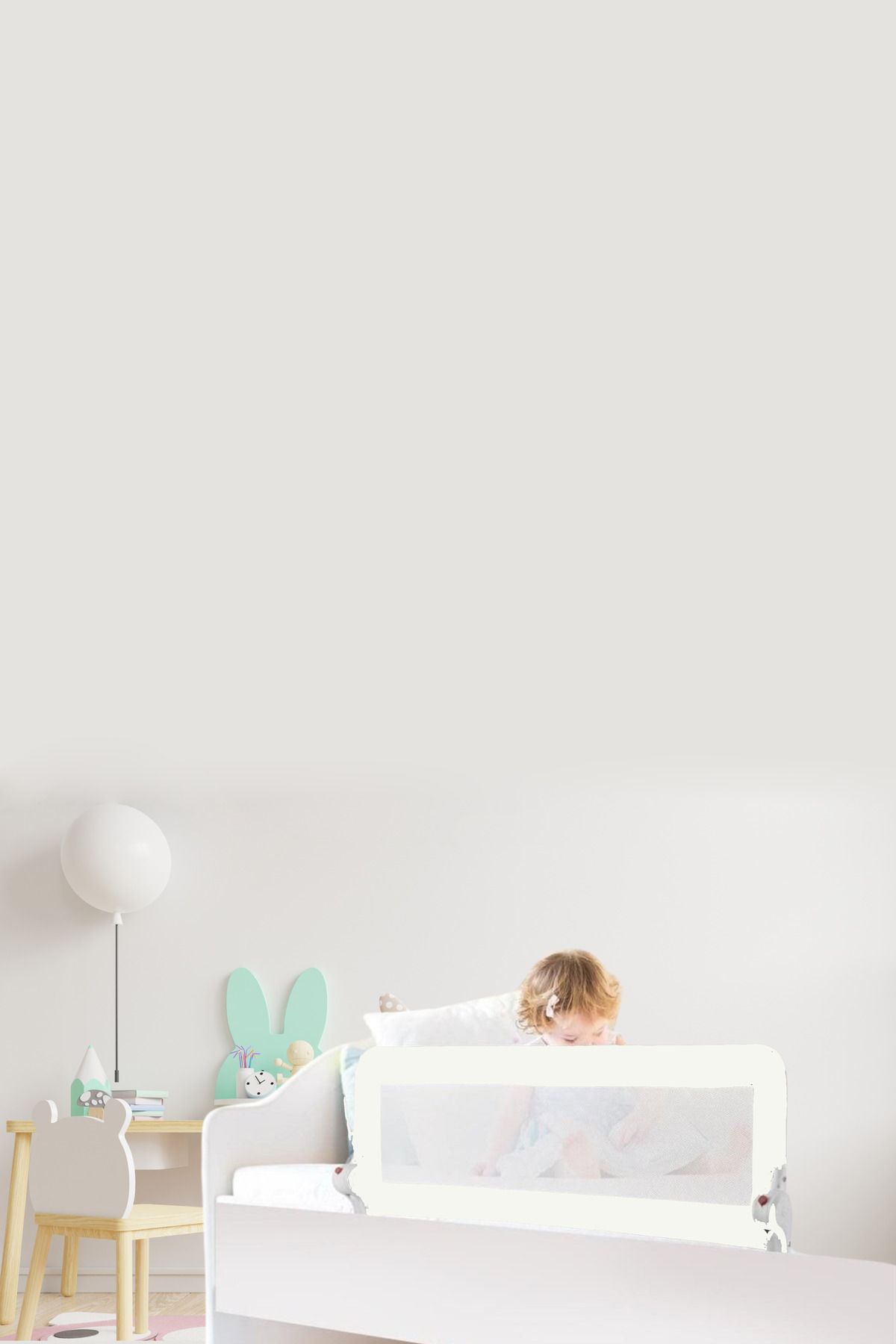 Guimo 150cm Yatak Bariyeri Katlanır Baza Korkuluğu Beyaz Foldable Bed Rail Guard Bed Rail For Baby