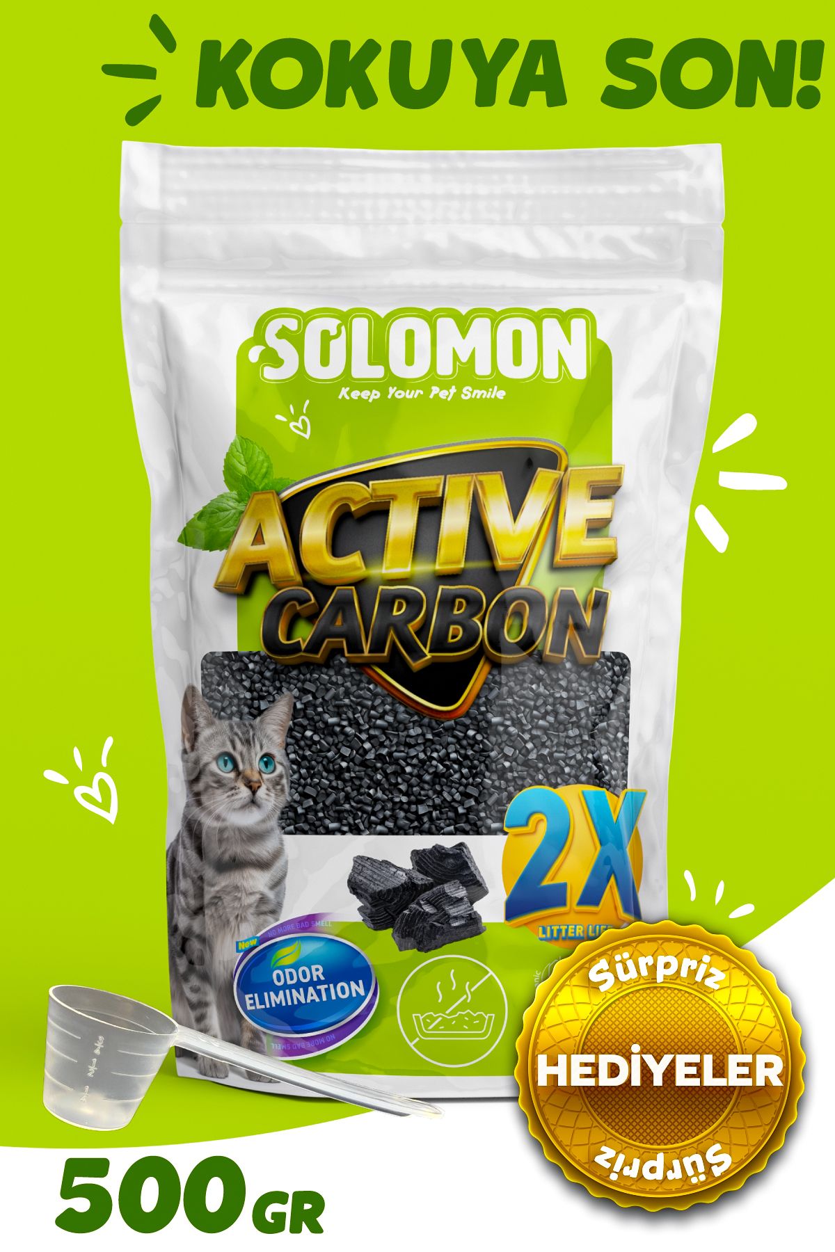 Active Carbon Kedi Kumu Koku Giderici 500 gr