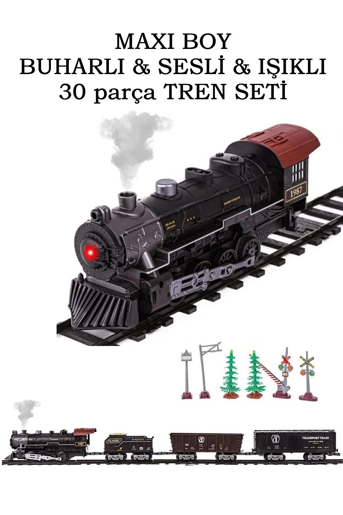 Buharlı Işıklı Ve Sesli Tren Seti 30 Parça Vagon Oyuncak
