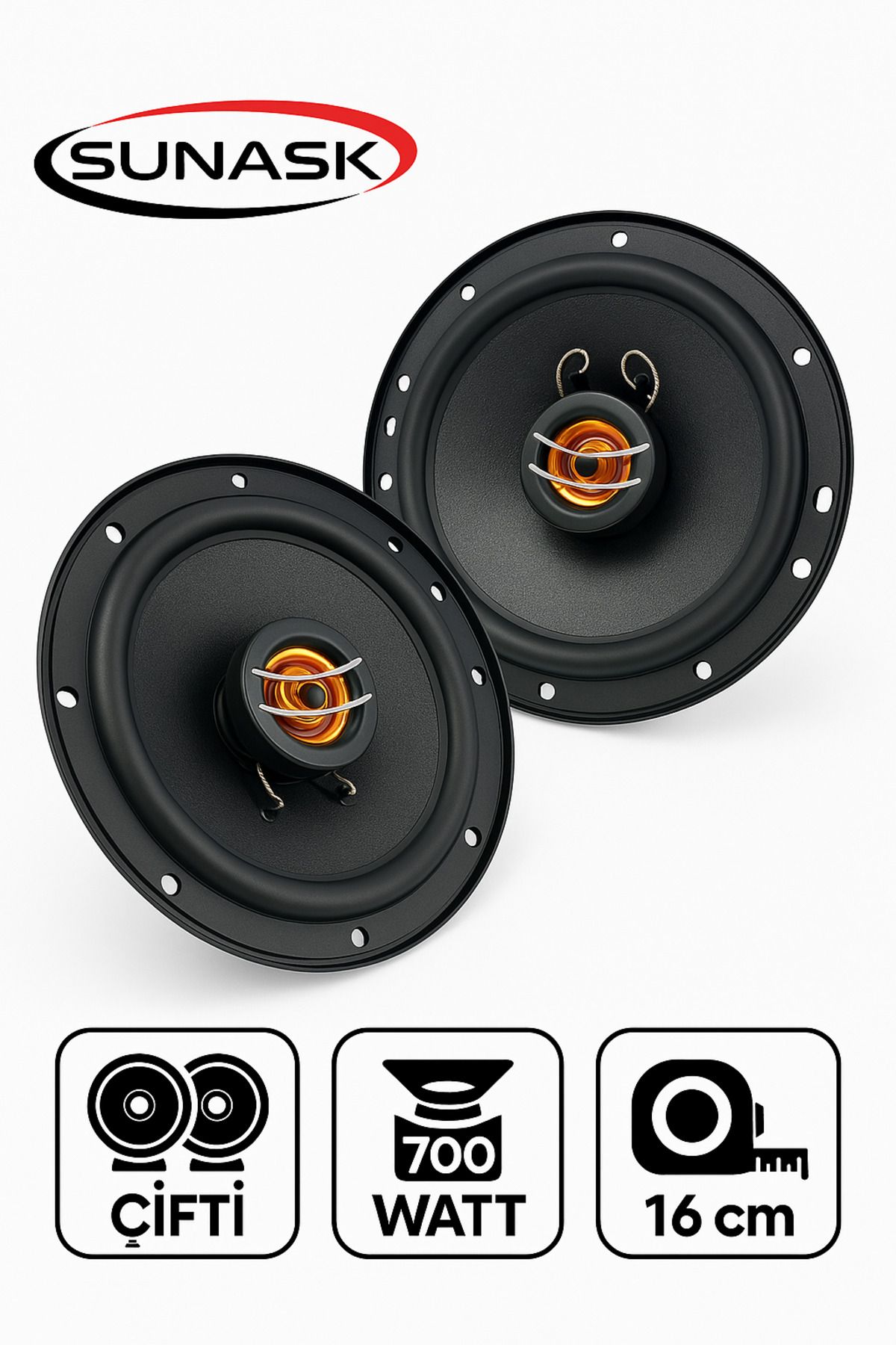 Ben Audıo Çifti 700 Watt 16 Cm Araba Oto Hoparlör Tweeter'lı Kutu Içeriği 2 Adet