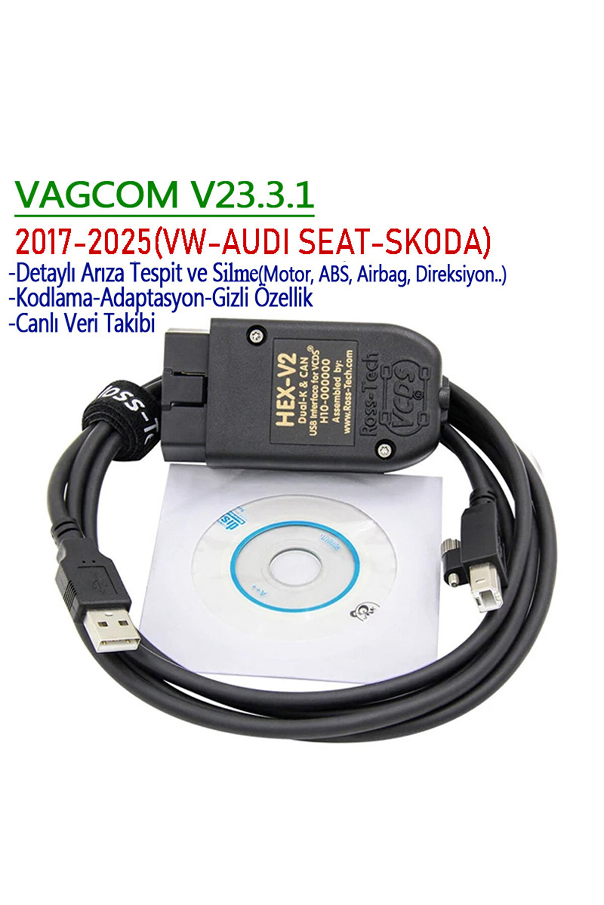 Vagcom Vcds 2017-25 Arıza Tespit Kodlama Gizli Özellik Adaptasyon - Hex V2