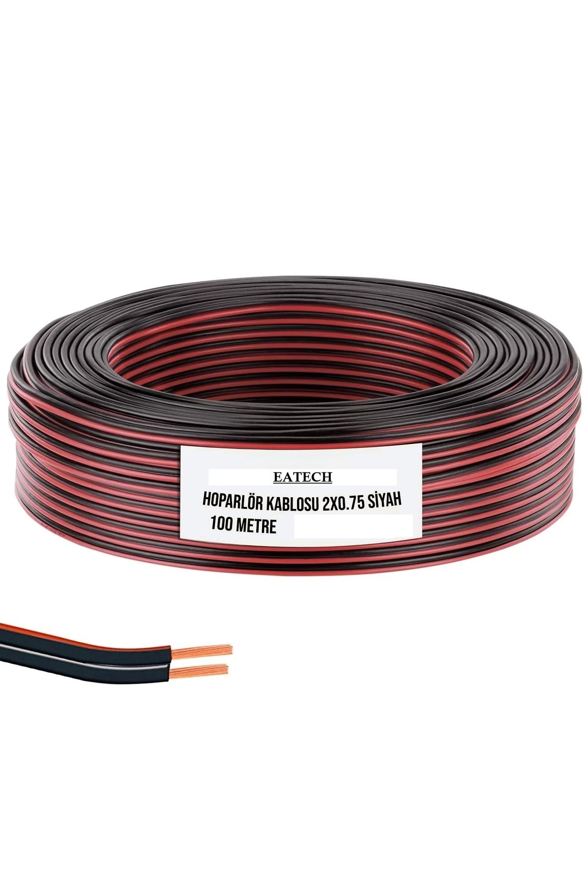 Siyah Kordon 2x0.75mm 100 Metre Garantili Yüksek Kalite Cca Kablo Hoparlör Kablo Zayıf Akım