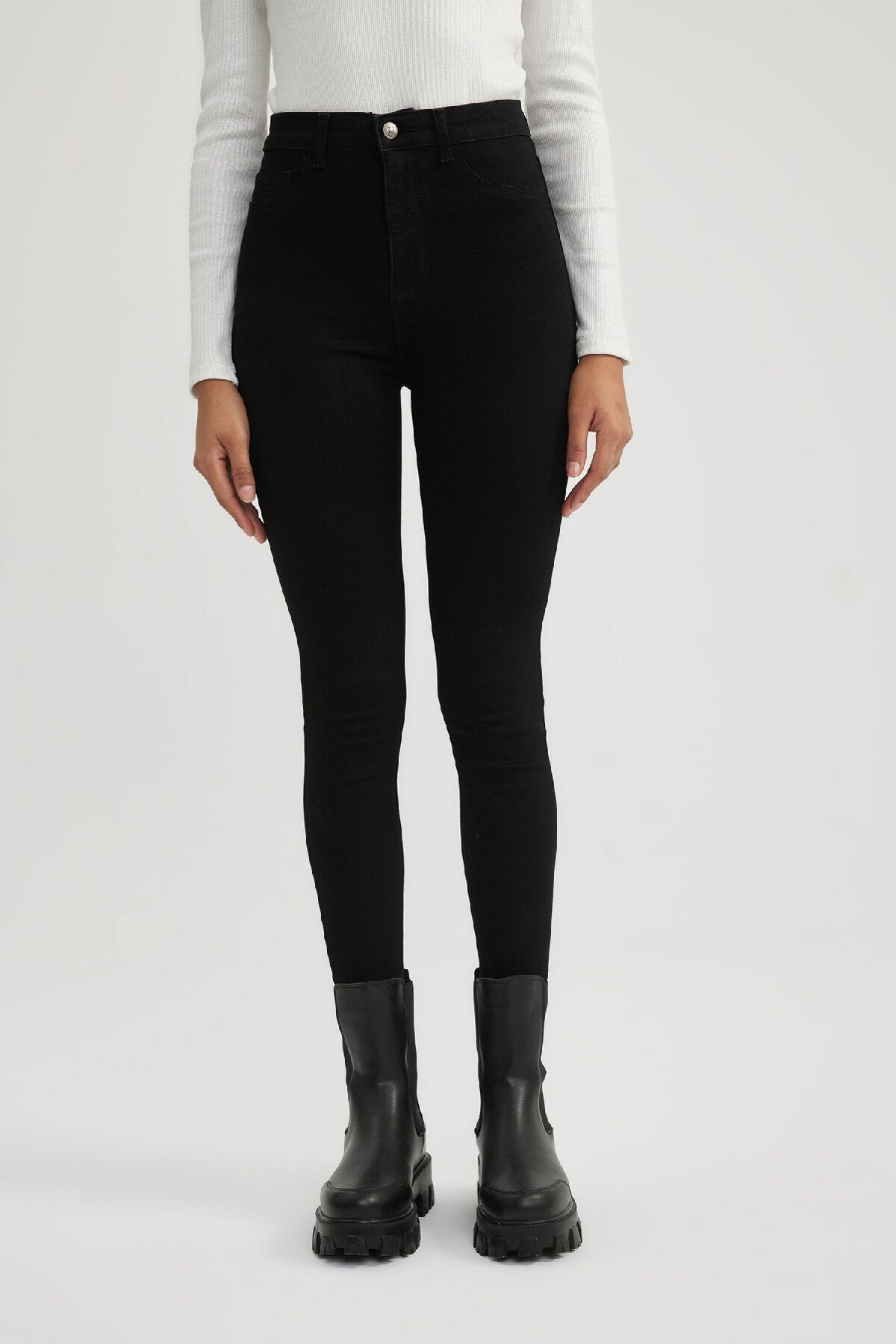 Jegging Yüksek Bel Bilek Boy Dar Paça Basic Düz Jean Pantolon B7498ax24sp