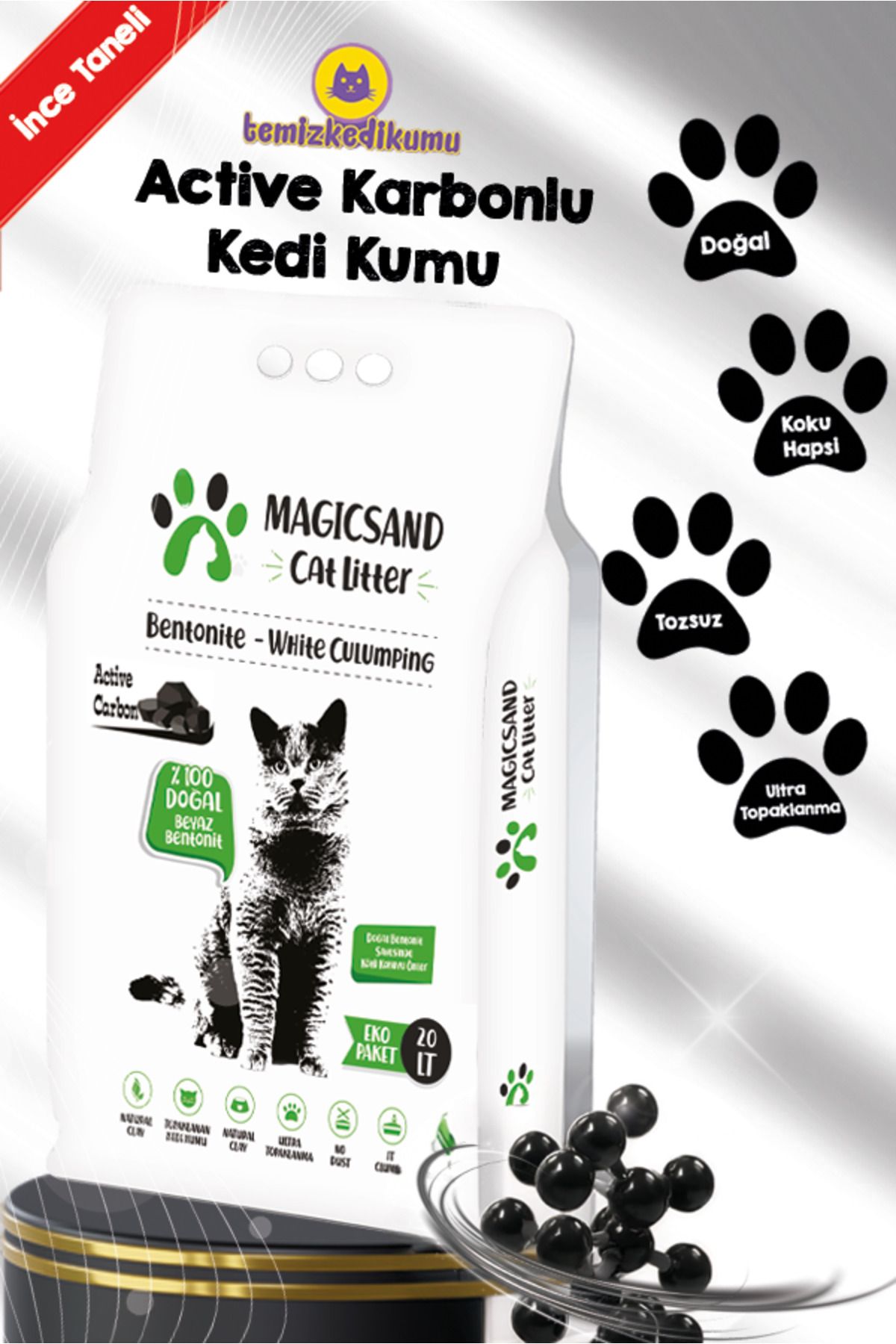 Cat Litter Aktif Karbon Kedi Kumu 20 Lt
