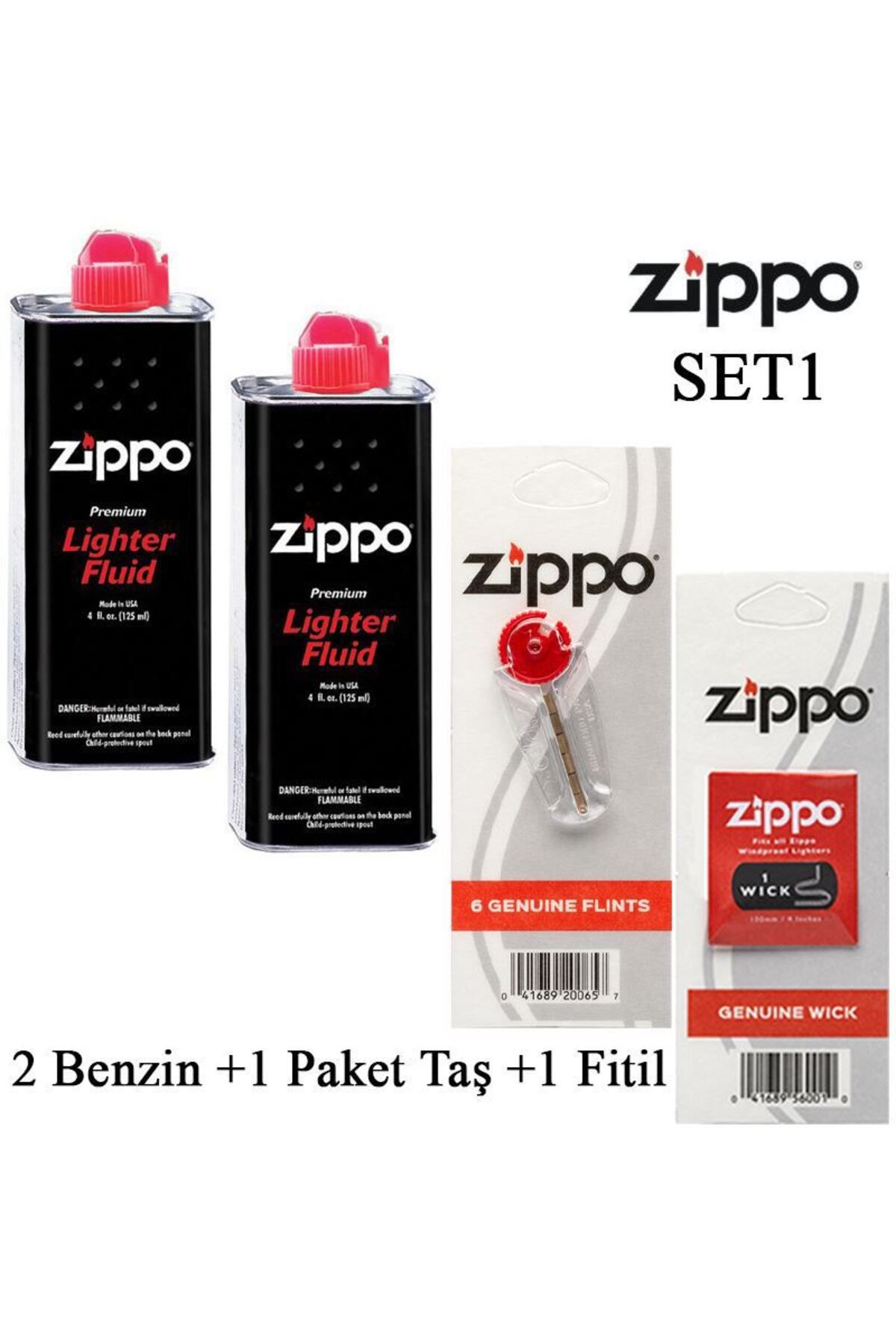Çakmak Ikmal Seti 2 Bidon Benzin Fitil Taş Set1