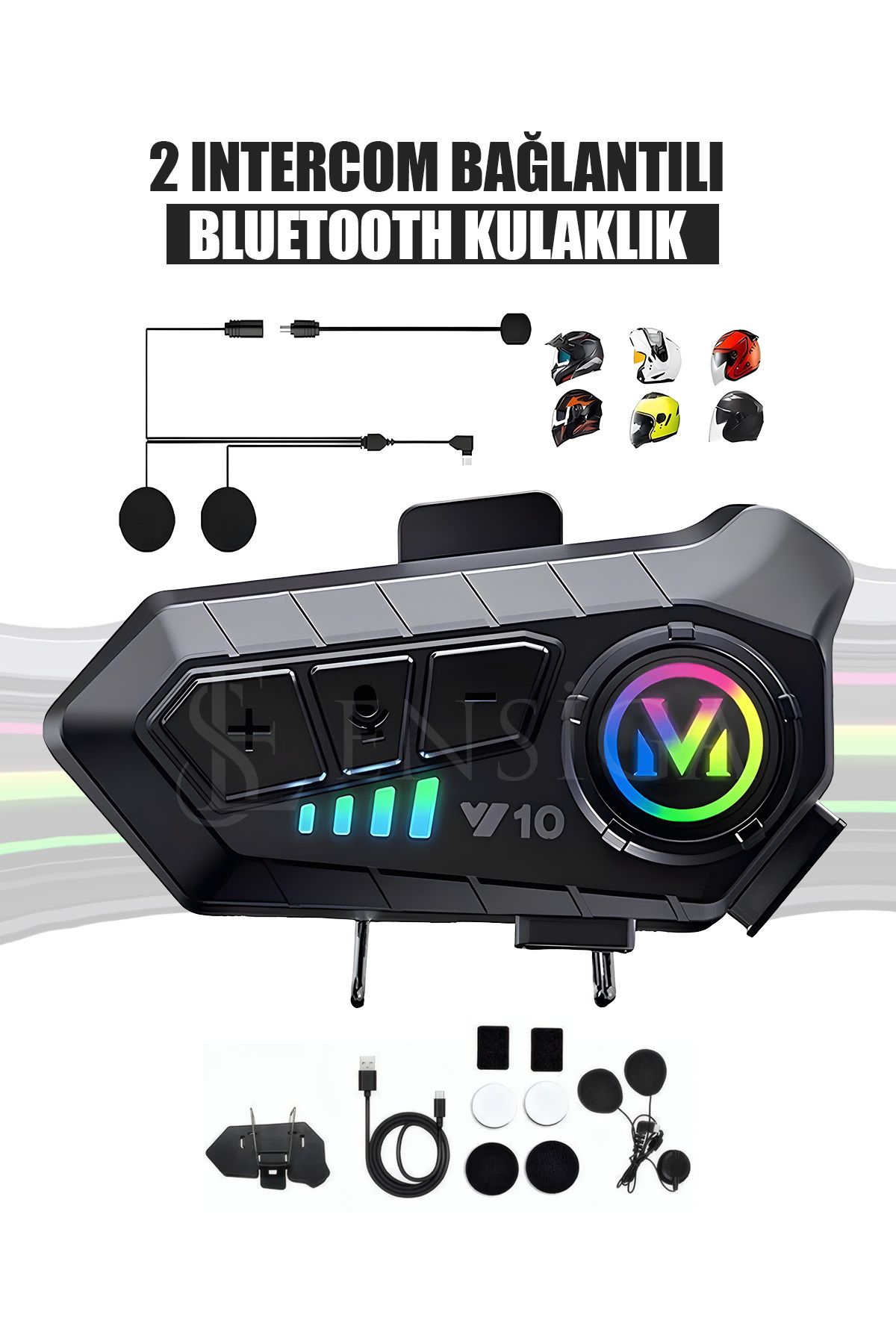 2 Intercom Bağlantılı Su Geçirmez Motosiklet Kask Bluetooth 5.3 300m Intercoom 2.000mah