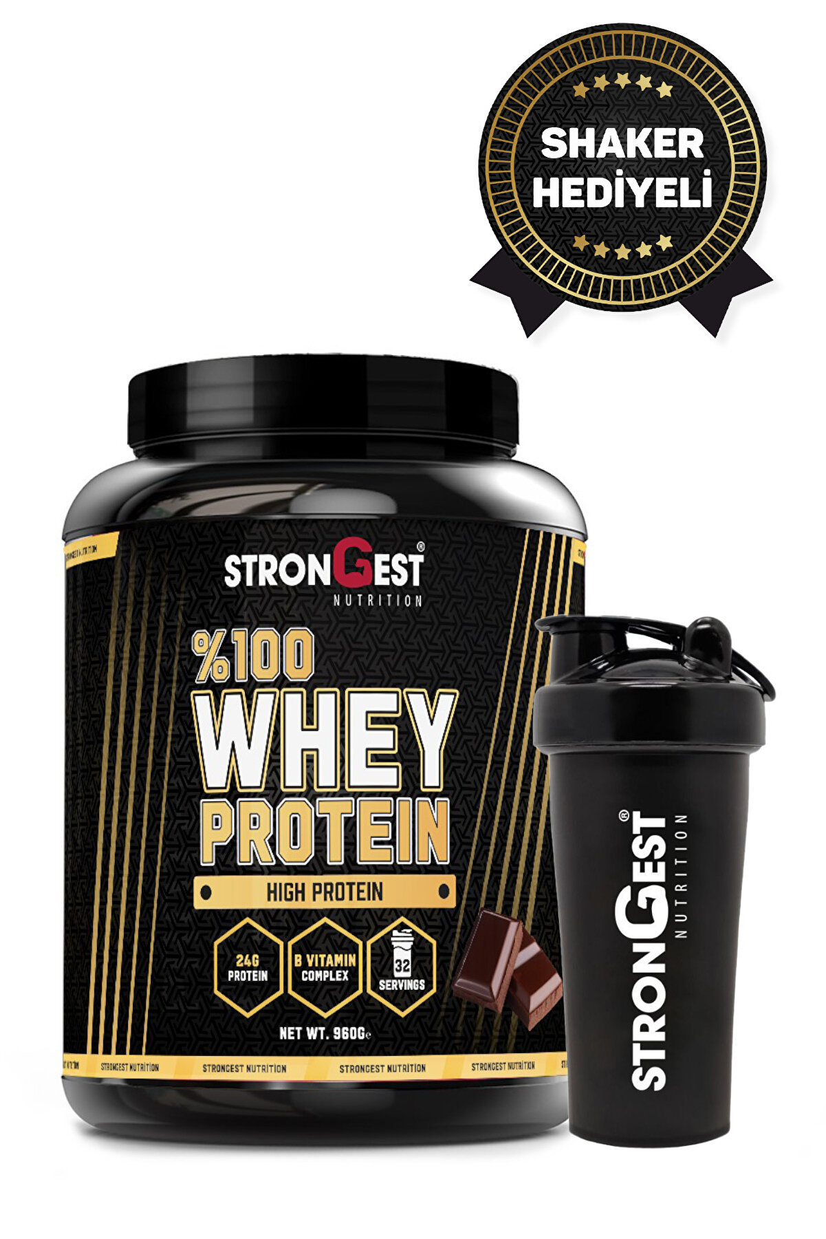 Whey Protein 960 gr 32 Servis Çikolata Aromalı %100 Protein Tozu