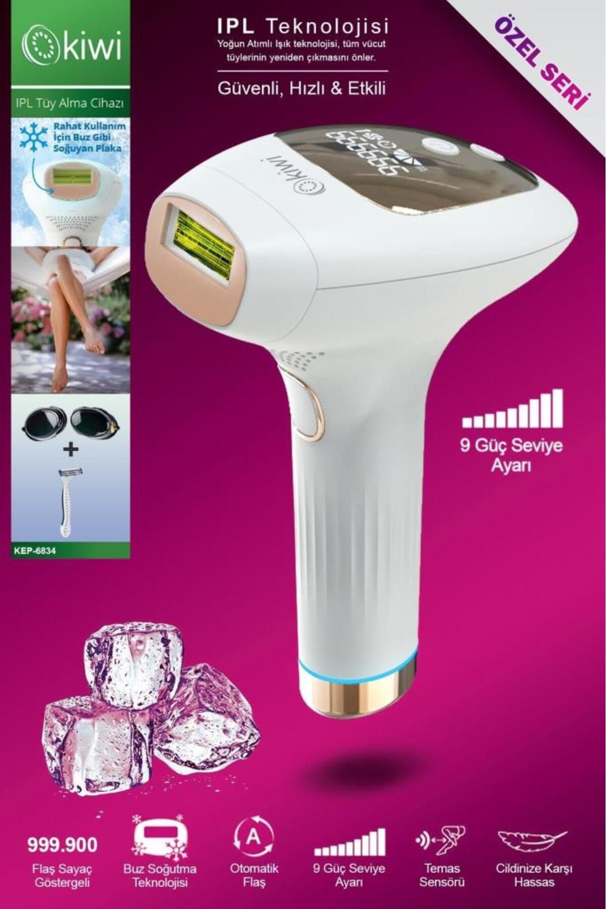 Kep-6834 Ipl Buz Lazer Epilasyon Tüy Alma Cihazı Otomatik Yüz,vücut Bölge Kullanımı 999.900 Atım