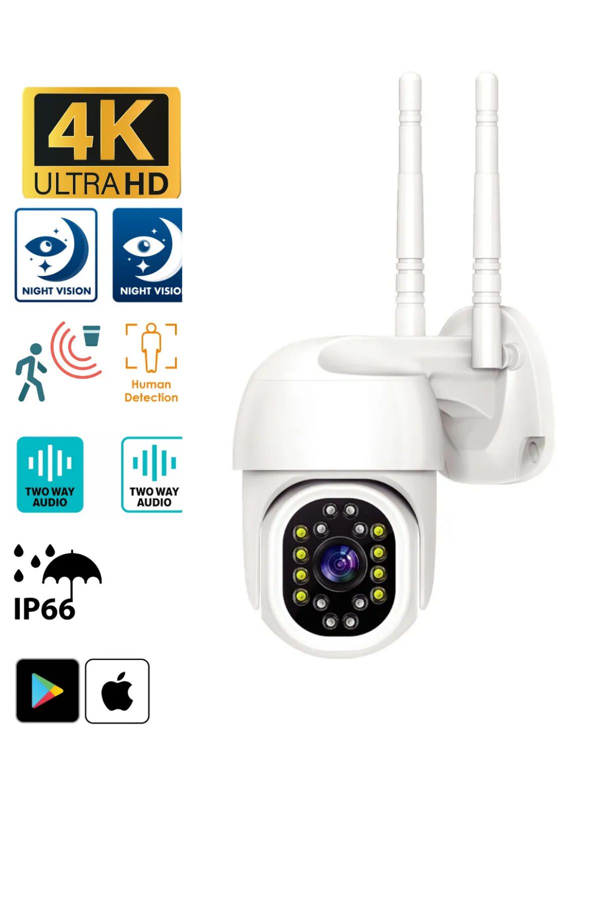 Dış Ve Iç Mekan 360° Gece Görüş Sensörlü Harekete Duyarlı 1080p 4k Ip Güvenlik Kamerası