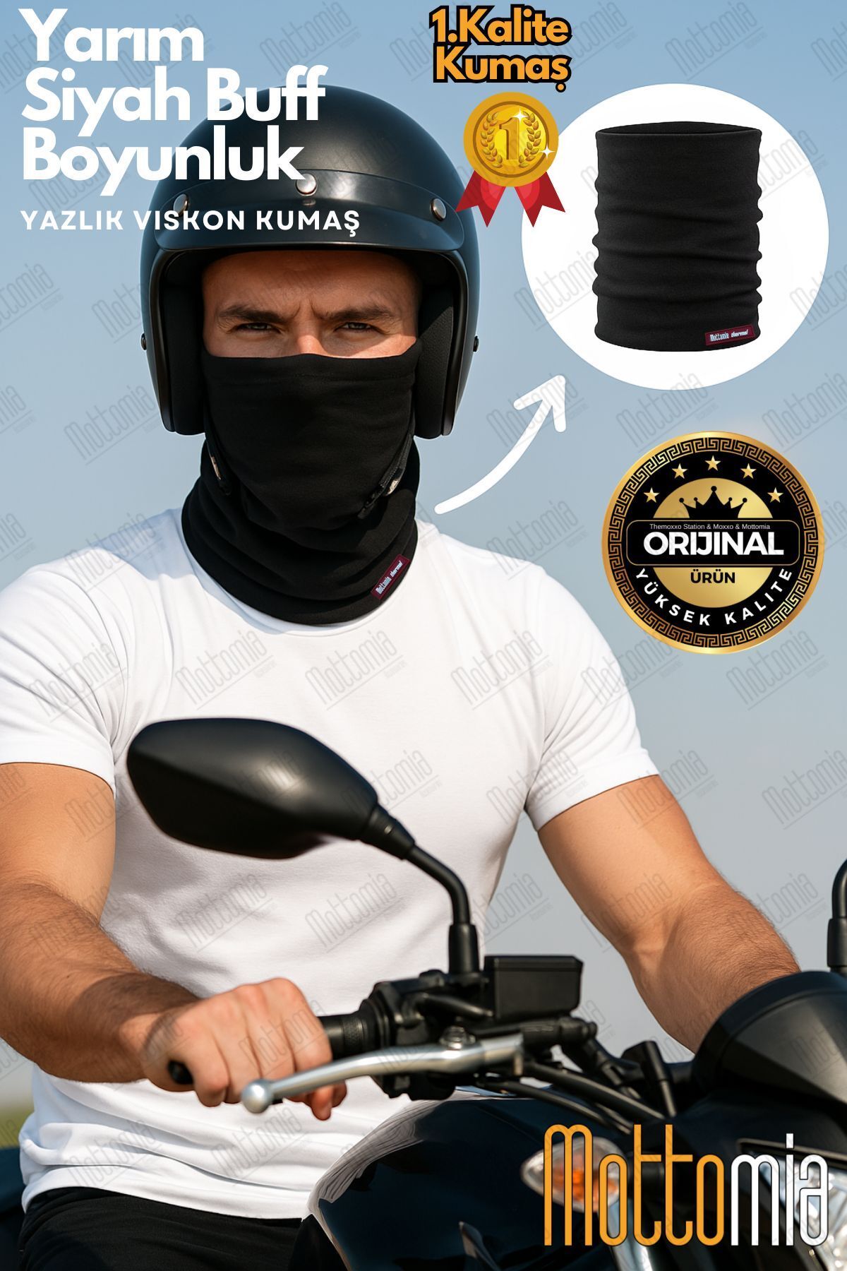 Yazlık Siyah Renk Düz Klasik Unisex Viskon Kumaş Premium Kalite Buff (BAF) Boyunluk Motorcu Bandana