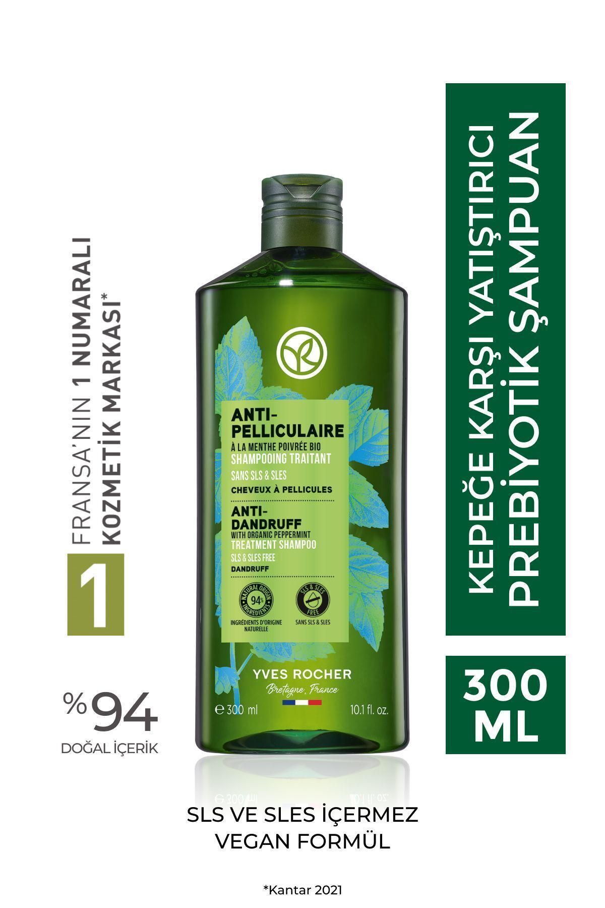 Kepeğe Karşı (Anti Pelliculaire) Yatıştırıcı Prebiyotik Şampuan -  Tuzsuz & Vegan-300 ml
